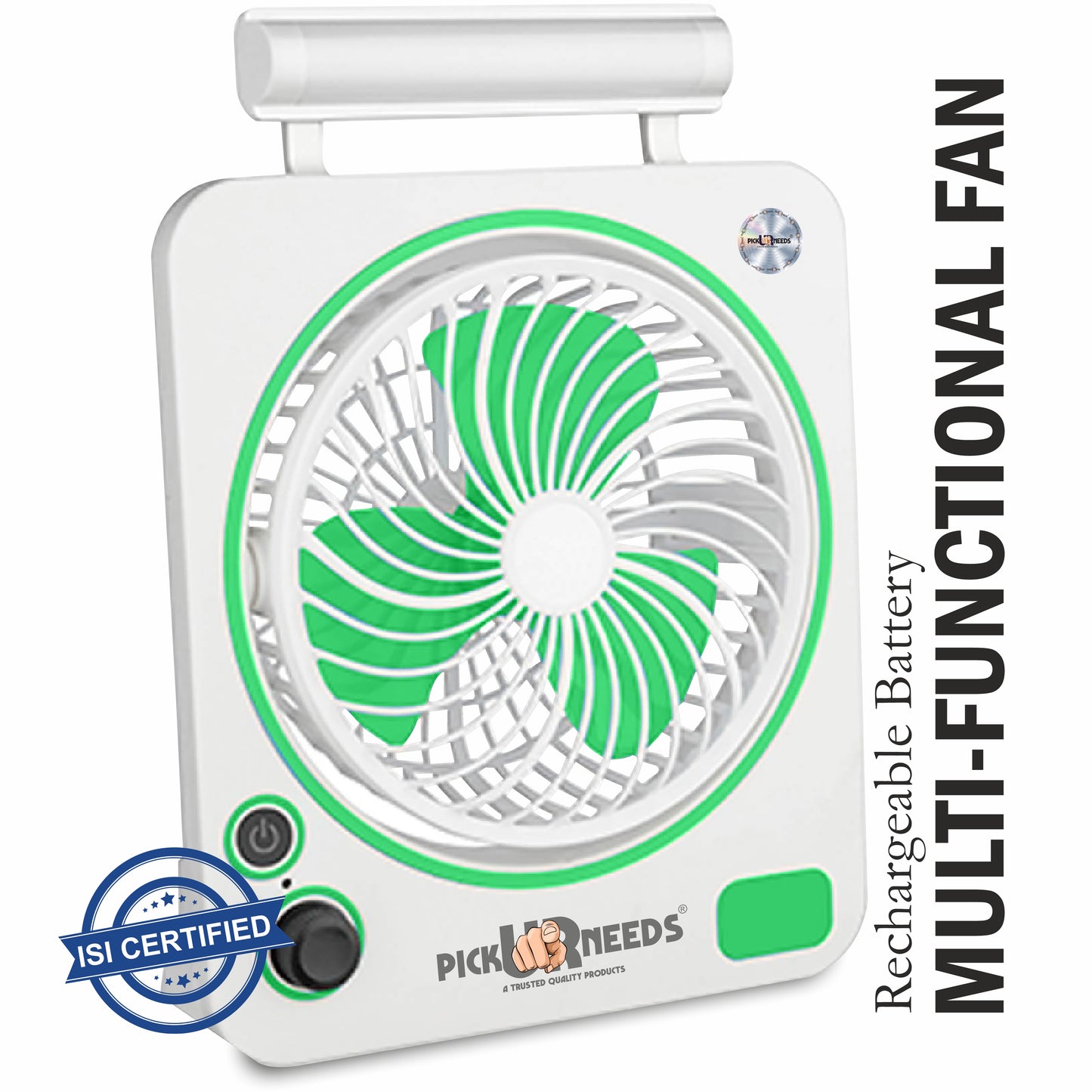 Pick Ur Needs Rechargeable Portable Mini Table Fan 2 Mode LED Light Foldable Design 3 mm Energy Saving 3 Blade Table Fan
