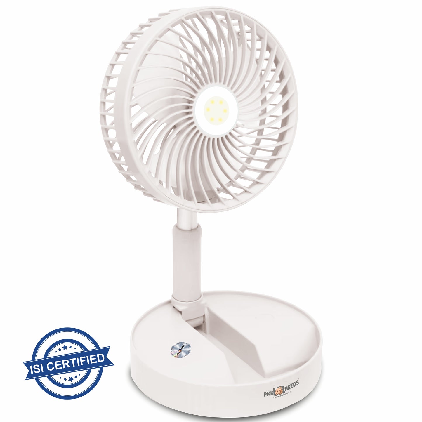Pick Ur Needs Rechargeable Table Fan 2 Mode LED 3 Type Speed Foldable Design 3 mm Energy Saving 3 Blade Table Fan (Pink, Pack of 1)