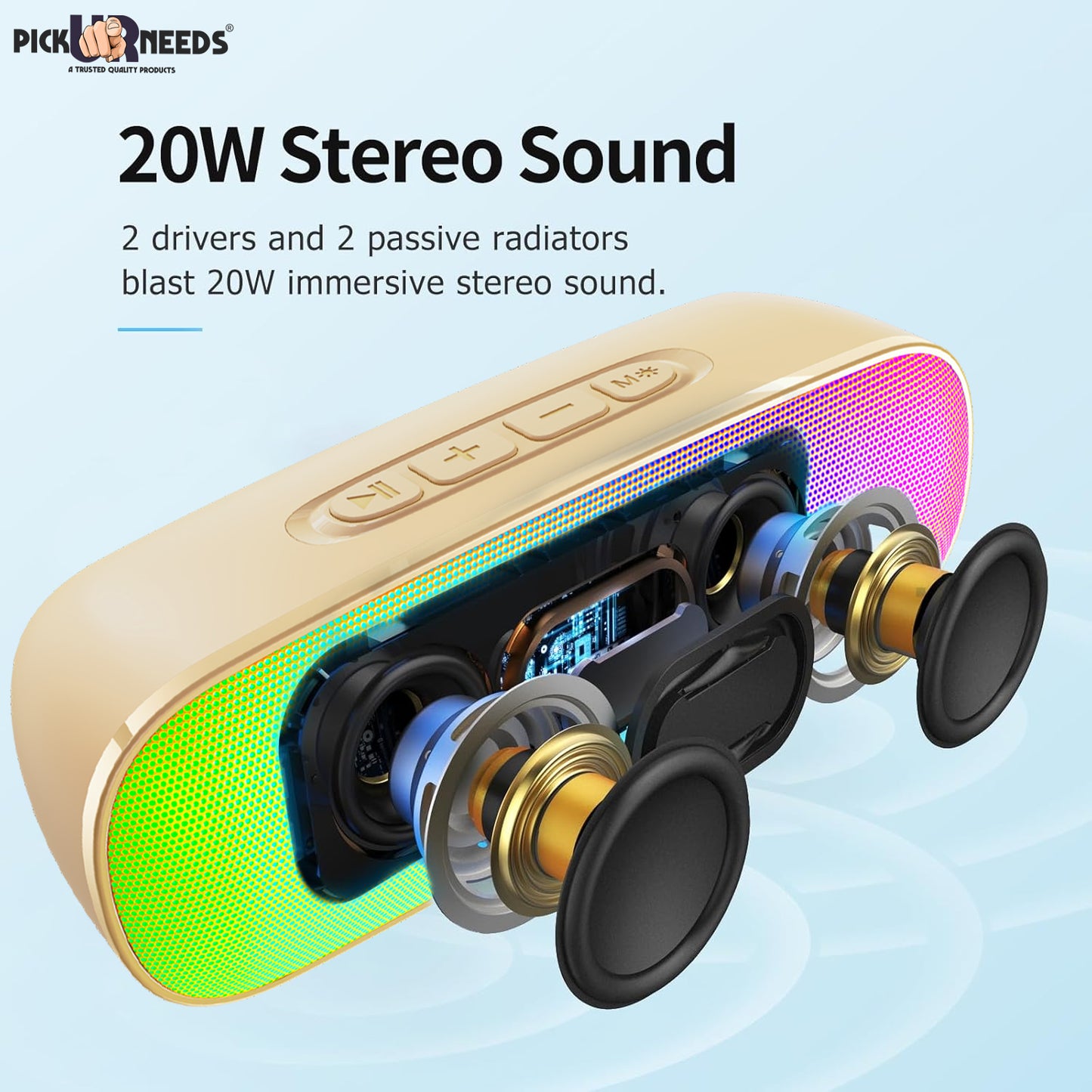 Pick Ur Needs High Quality Sound Wireless Speaker With RGB Light AUX / TF Card / USB Supported 12 W Bluetooth Speaker (Black, 5.0 Channel)