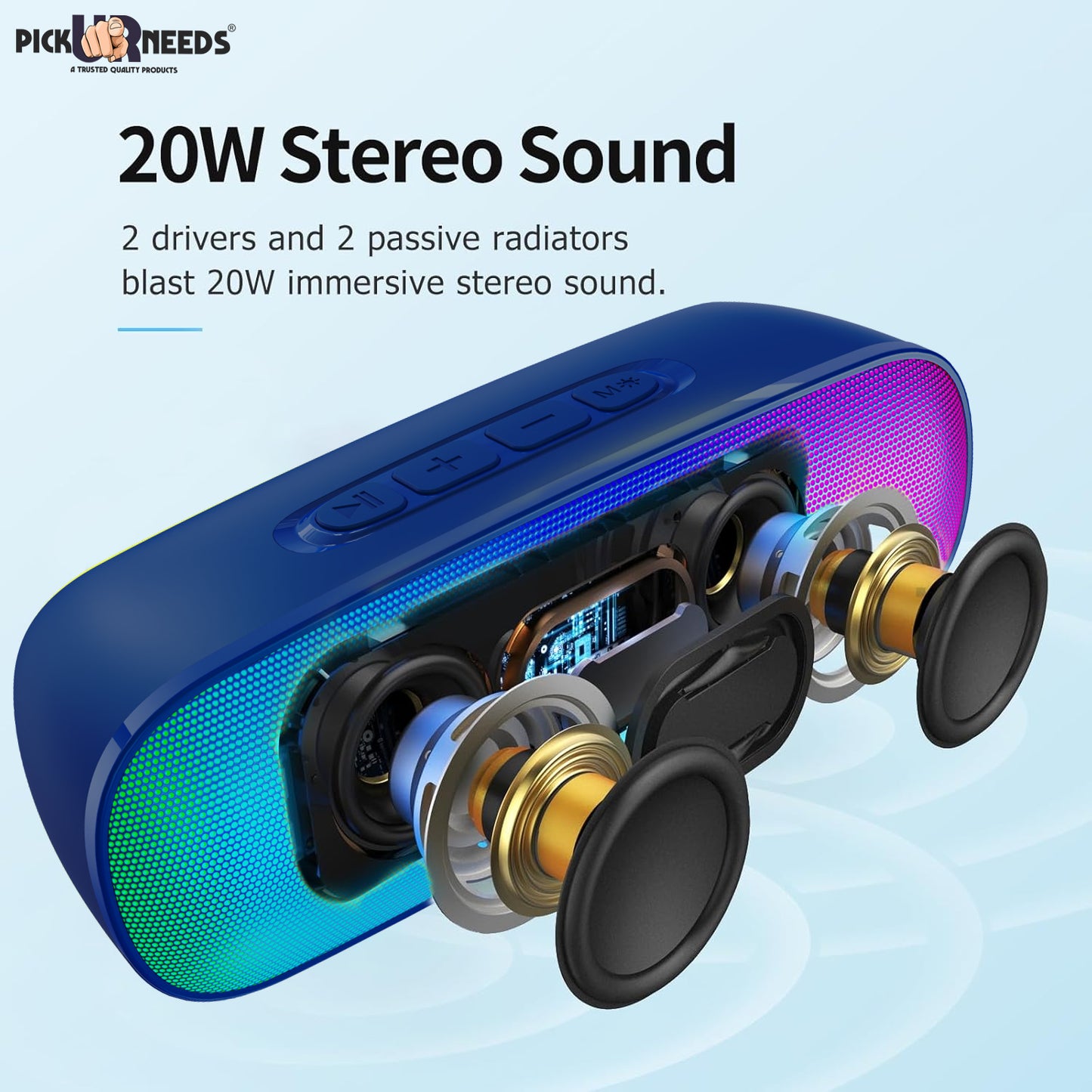 Pick Ur Needs High Quality Sound Wireless Speaker With RGB Light AUX / TF Card / USB Supported 12 W Bluetooth Speaker (Black, 5.0 Channel)