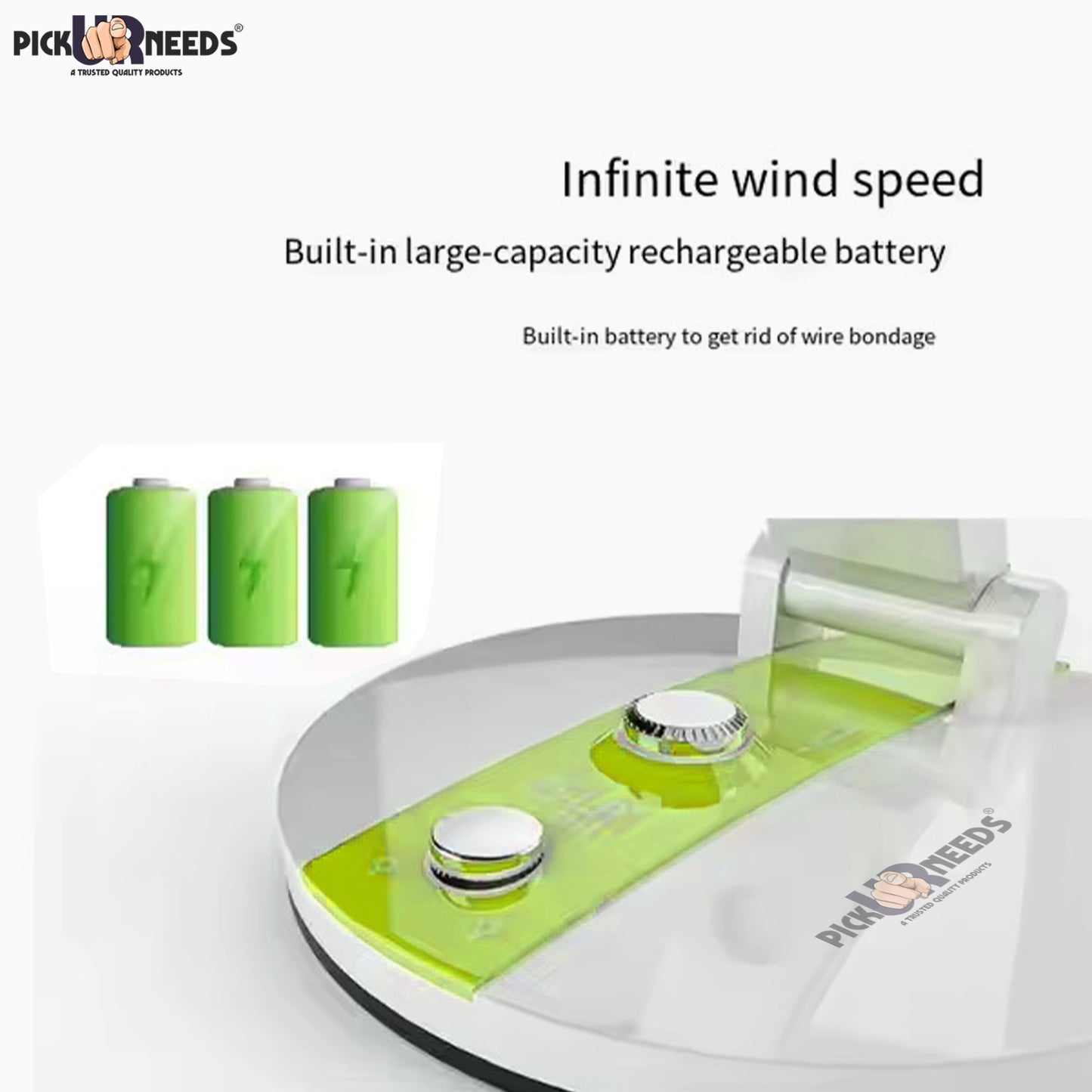 Pick Ur Needs Rechargeable Tabletop Personal Mini USB Rechargeable Desk Fan with LED Light, Camping Fan for Home Office
