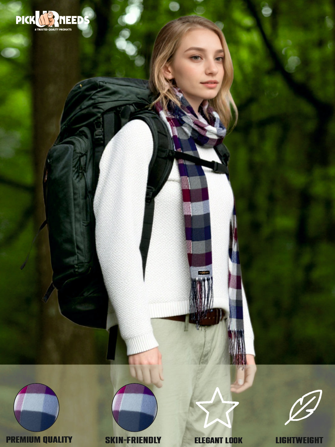 Pick Ur Needs Pure Cashmere Women’s Winter Stylish Muffler Warm, Soft and Trendy Scarves for Cold Weather