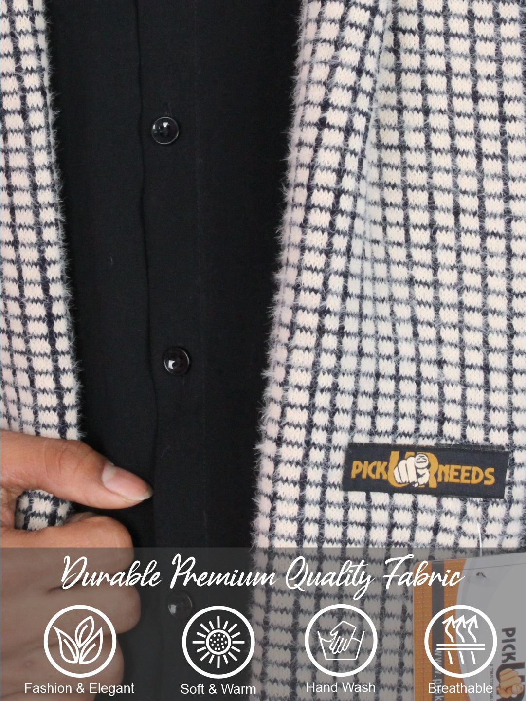 Pick Ur Needs Soft Warm Woolen Premium Winter Muffler for Men Scarf with Stylish Check Pattern Long & Comfortable Cold Weather Neck Wrap