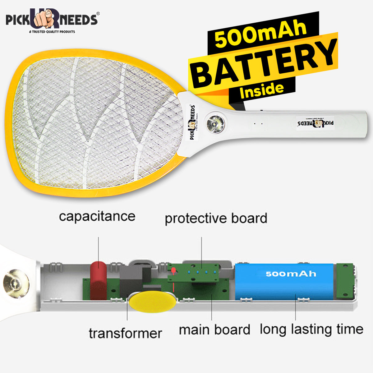 Pick Ur Needs Mosquito Racket Bat Rechargeable Anti Electric Insect Killer Racquet Bat | Fly Swatter with USB Charging