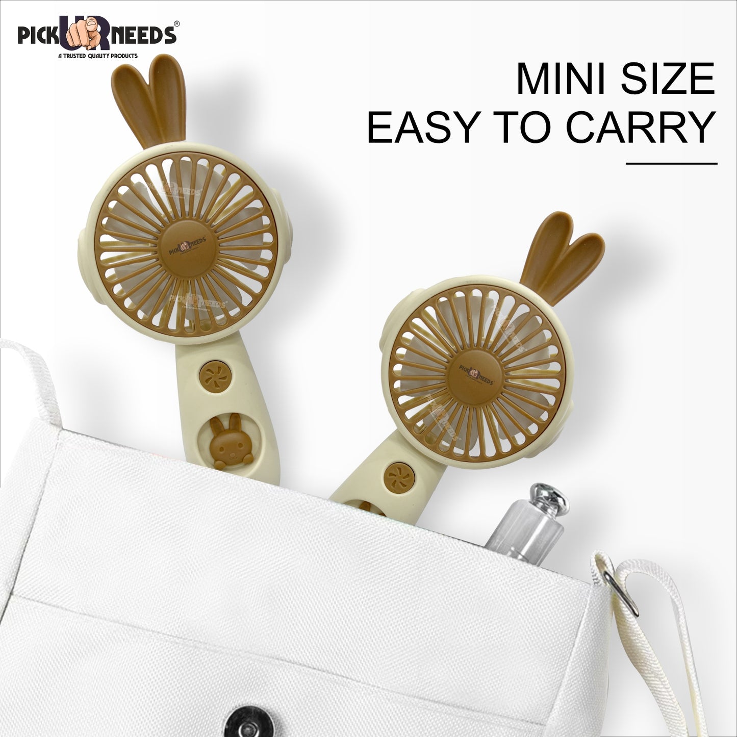 Pick Ur Needs Camping Adventure Mini Hand Fan USB Charging Support Mini Toy Fan /Mini Hand Fan Mini Fan Portable Design Rechargeable Battery Fan For Outdoor Rechargeable Fan (Brown)