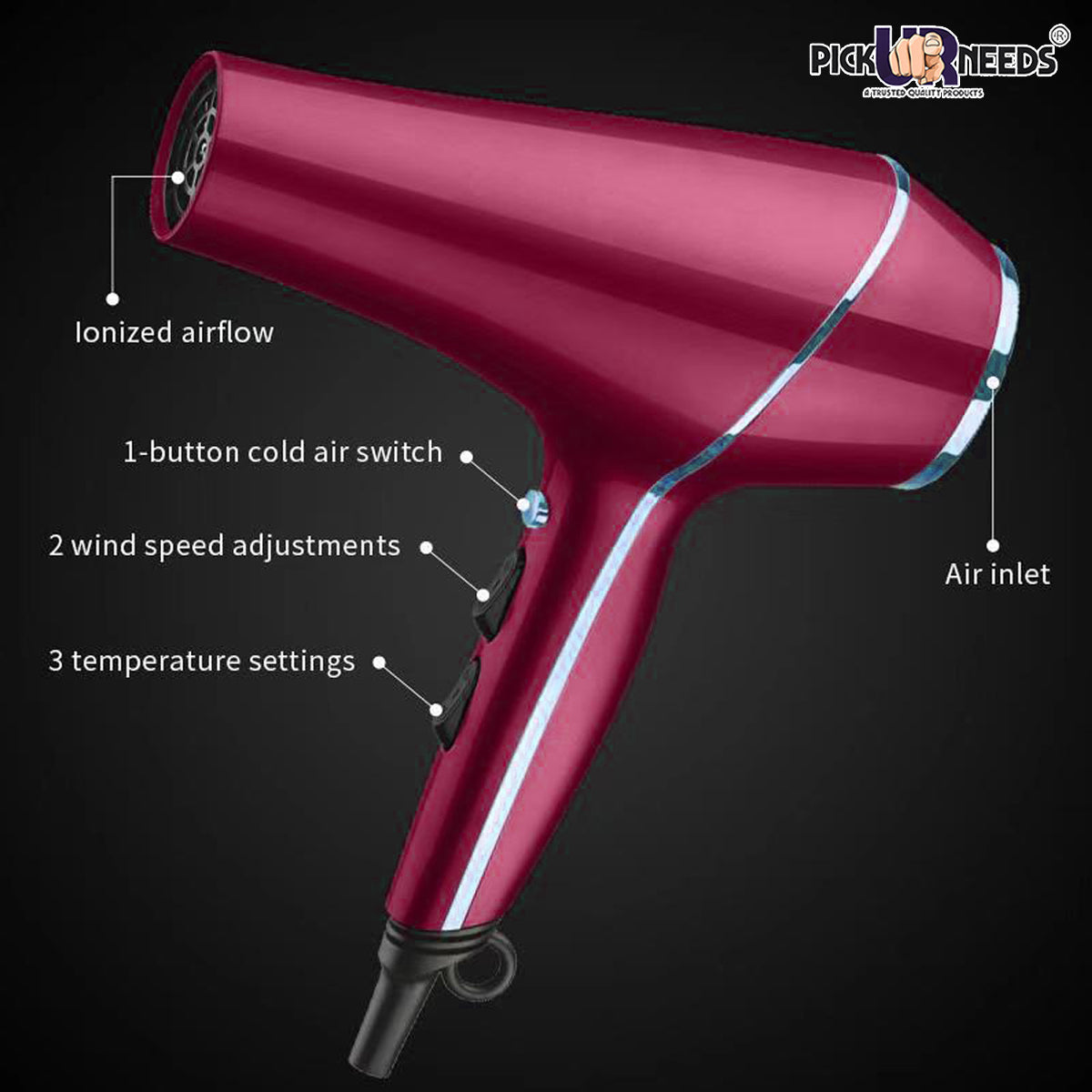 Pick Ur Needs Professional Stylish Hair Dryer With Over Heat Protection Hot And Cold Dryer Hair Dryer (5000 W, Green)