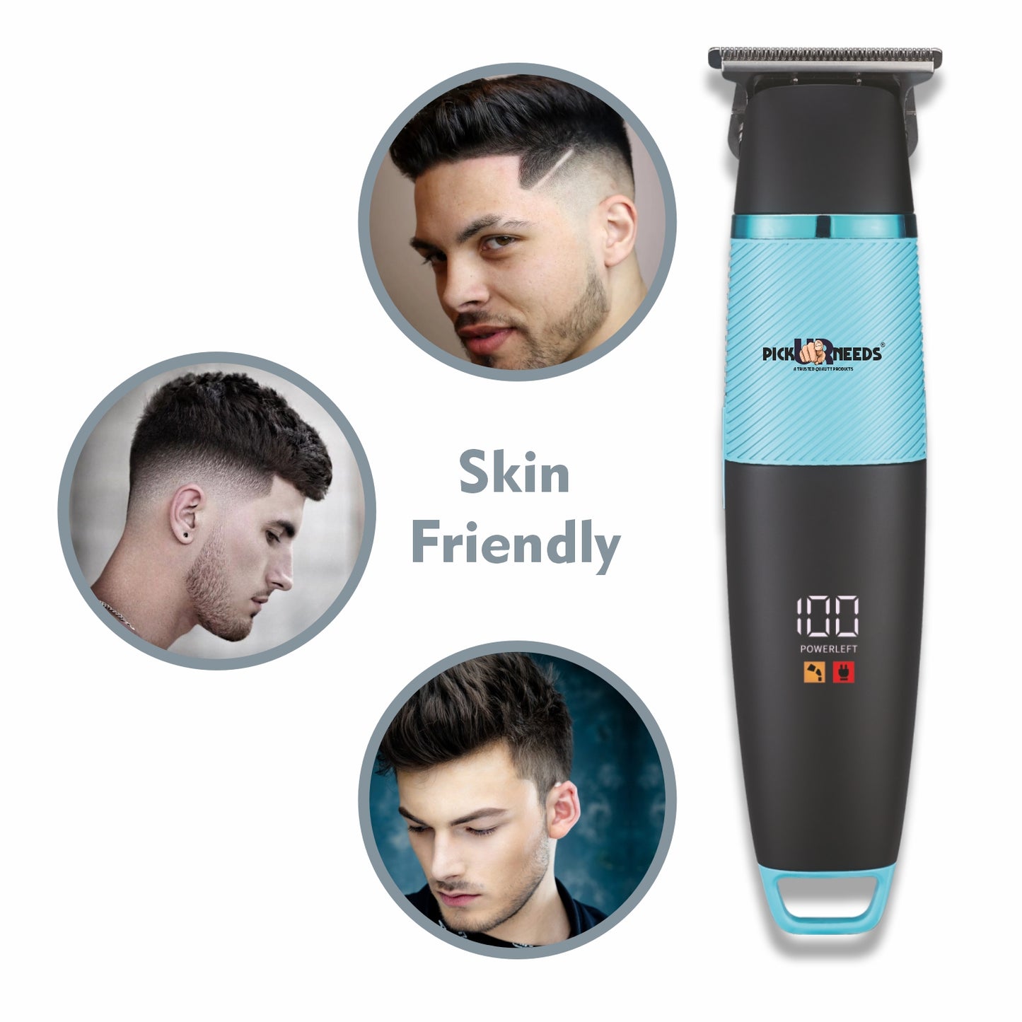 Pick Ur Needs 4 In 1 Blades Premium Look Rechargeable Hair Clipper / Shaver With Smart Display Trimmer 120 min Runtime 3 Length Settings (Blue)