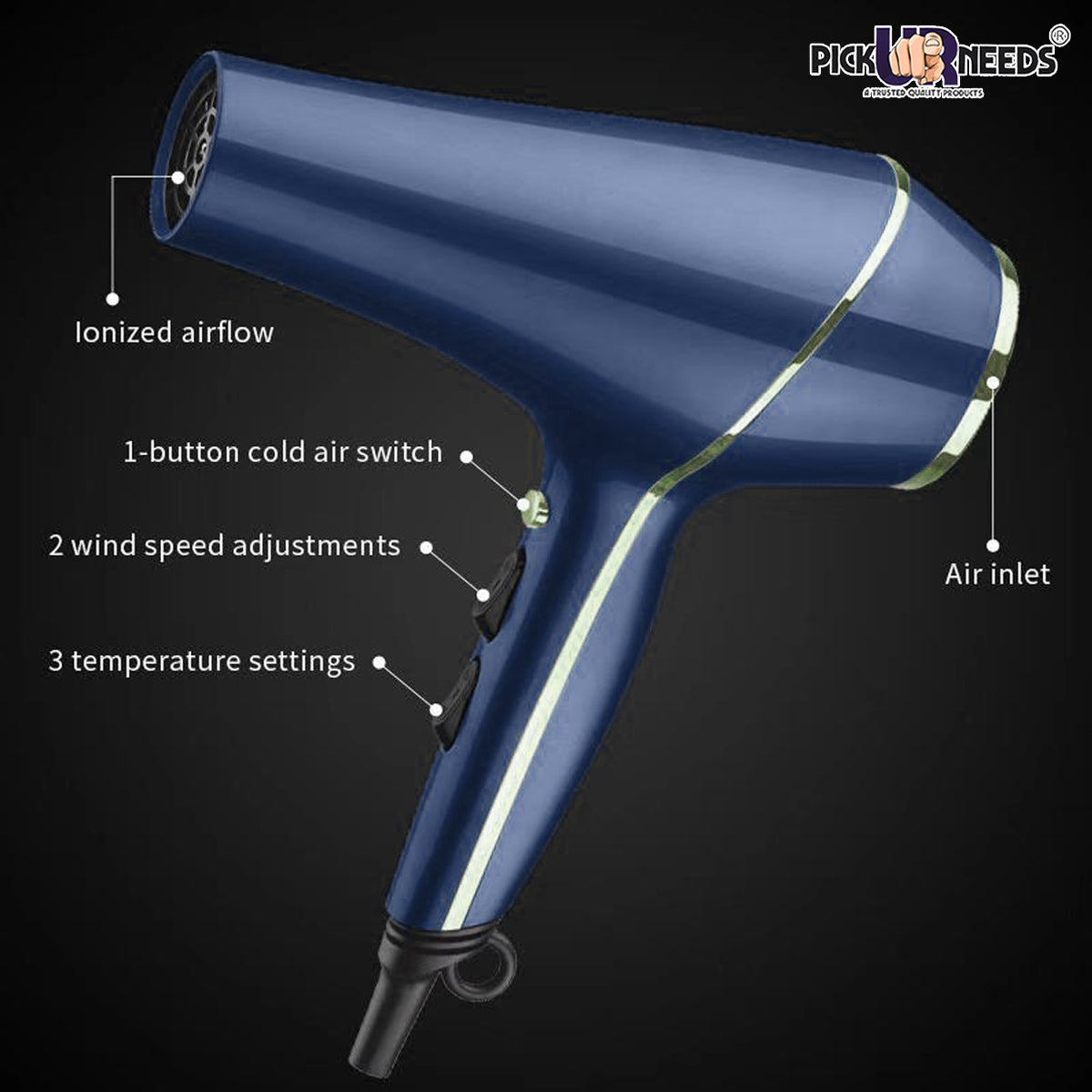 Pick Ur Needs Professional Stylish Hair Dryer With Over Heat Protection Hot And Cold Dryer Hair Dryer (5000 W, Green)