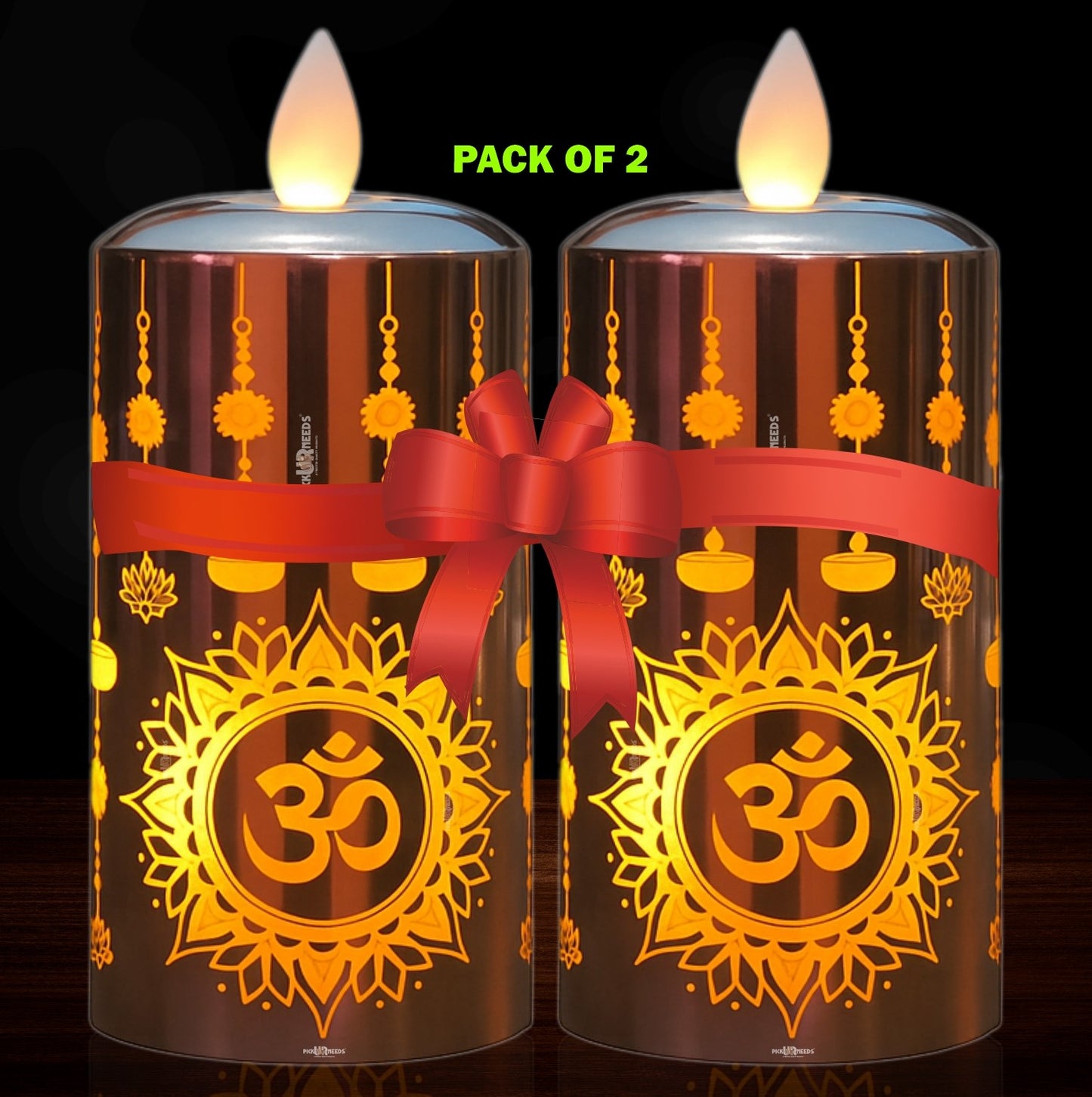 Pick Ur Needs Flameless Diya Flickering LED Tea Light Candle –Realistic Moving Flame | Battery Candle (Gold, Pack of 2)