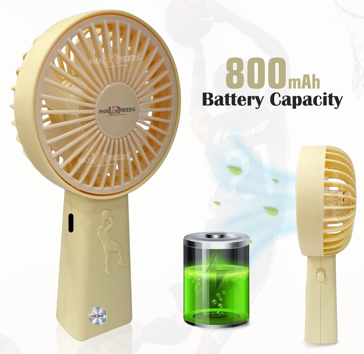 Pick Ur Needs Mini Handheld Rechargeable Fan For Home/Ofice USB Charging 2 Speed Mode Mini Pocket Fan