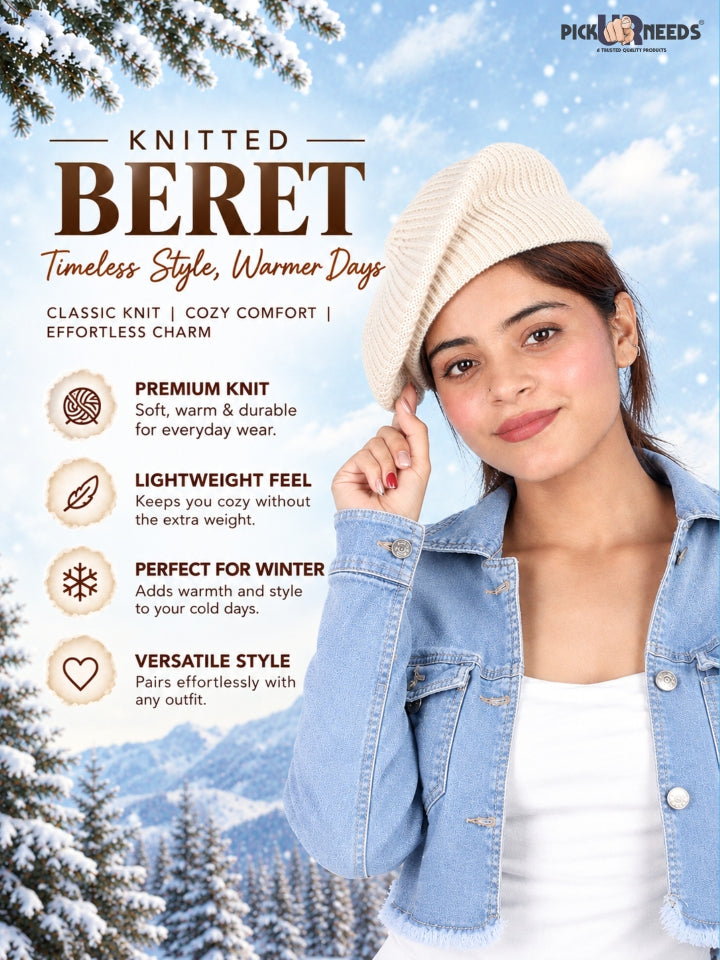 Pick Ur Needs Knitted Beret for Women – Stylish, Warm & Lightweight Winter Hat