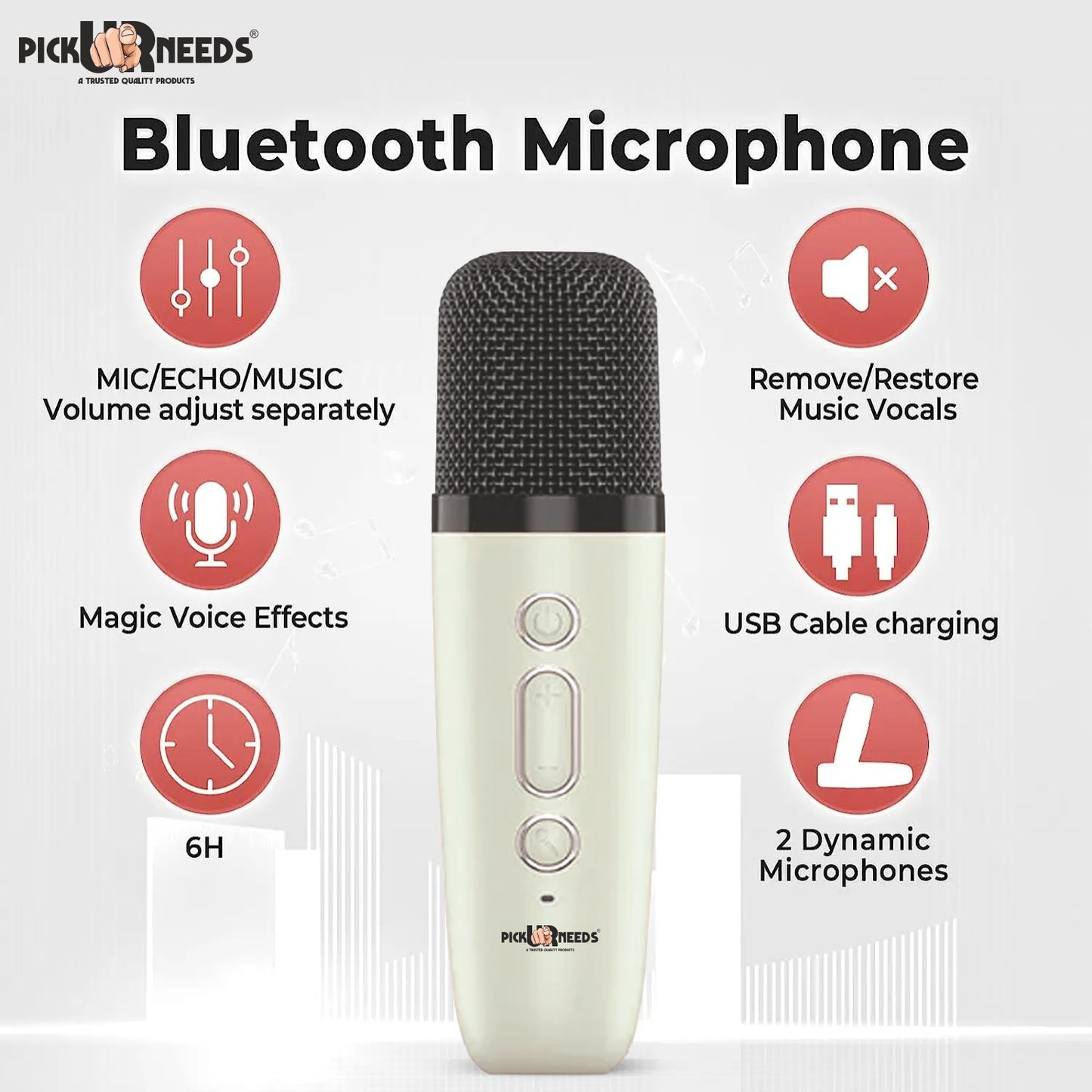 Pick Ur Needs Kids Karaoke 4 Multiple Voice Mike With Bluetooth Speaker RGB Disco Party Light (Blue)