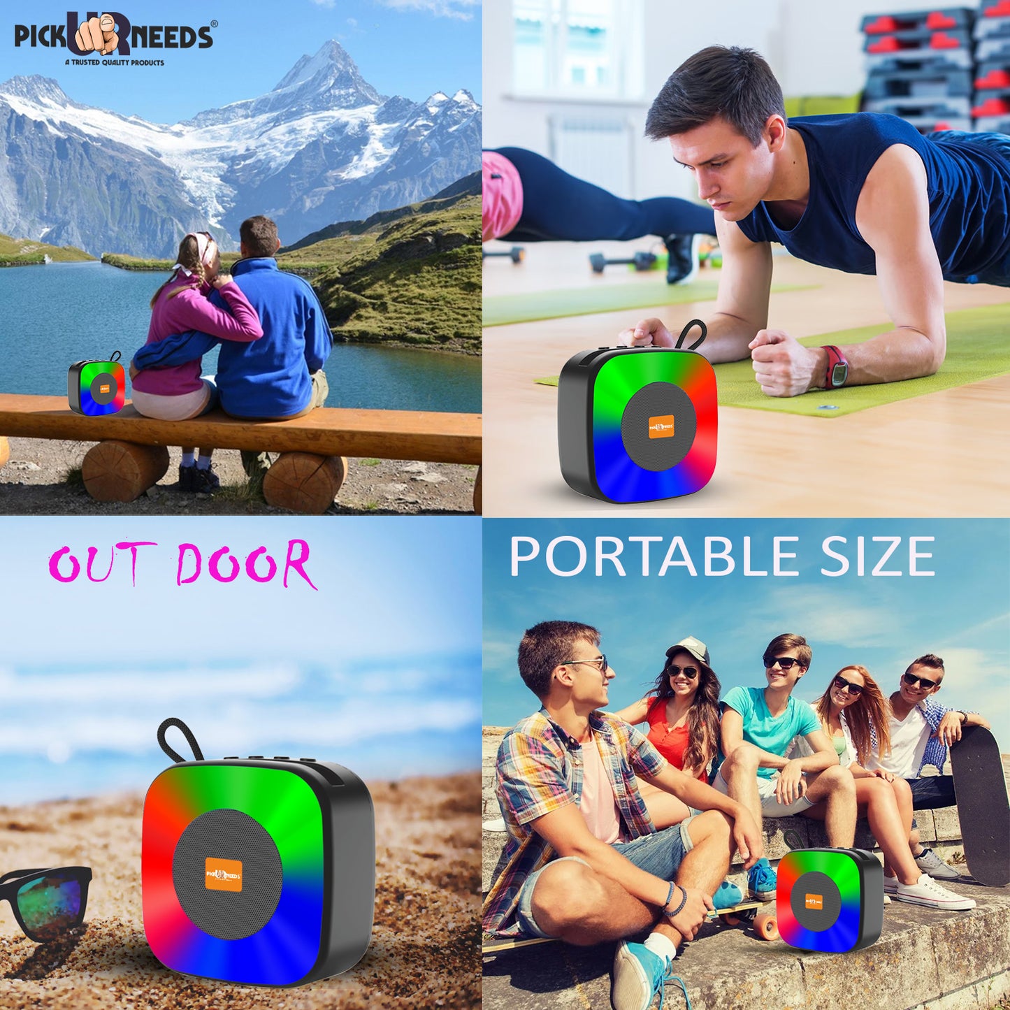 Pick Ur Needs Rechargable Portable Wireless 6.5W Bluetooth Speaker USB&TF Support , 4Hoursplay with Google Assistant Smart Speaker (Black)