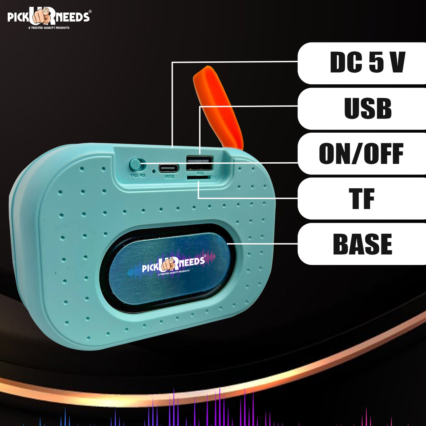 Pick Ur Needs Wireless 2 Side Loud Speaker With USB / TF Card Support 5 W Bluetooth Speaker (Blue, 5.0 Channel)
