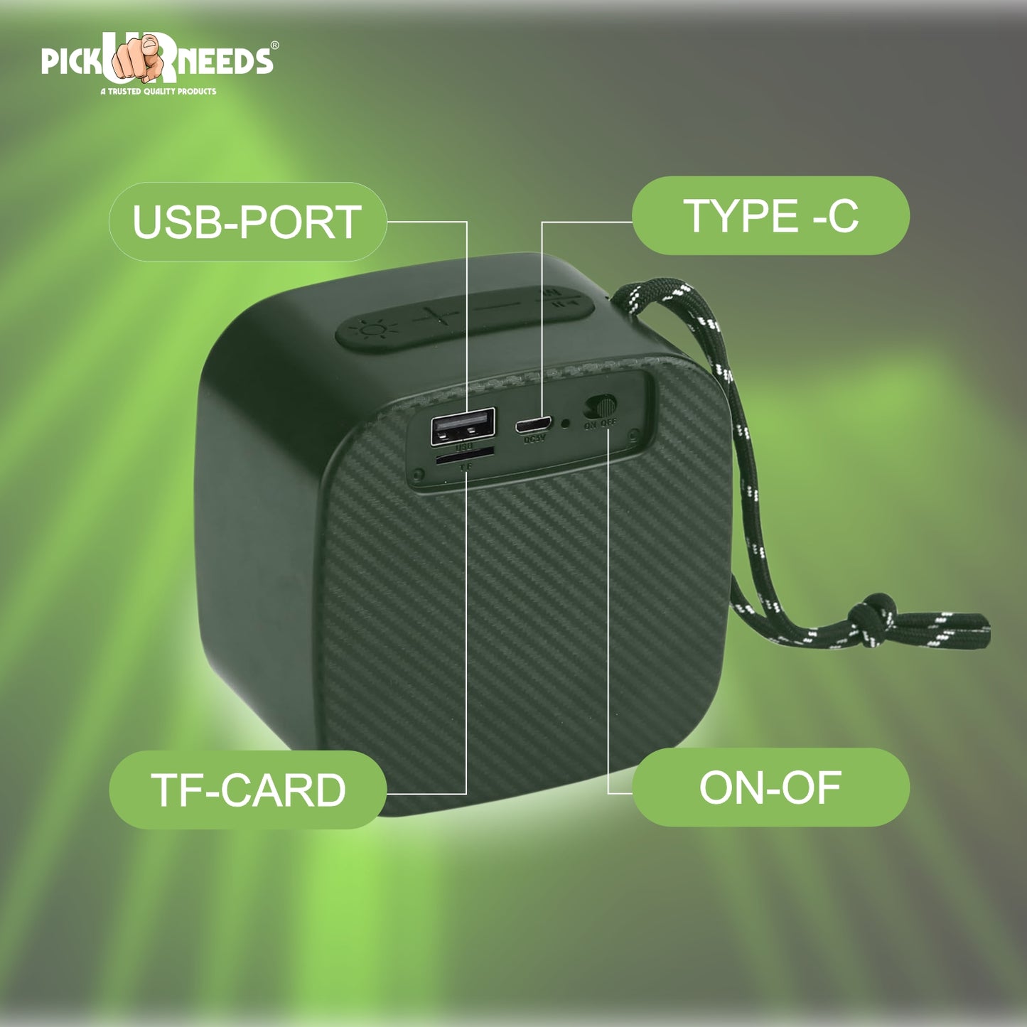 Pick Ur Needs Portable Wireless Speaker With RGB Light TF Card / USB Device / FM Radio Support 5 W Bluetooth Speaker (Black, 5.0 Channel)