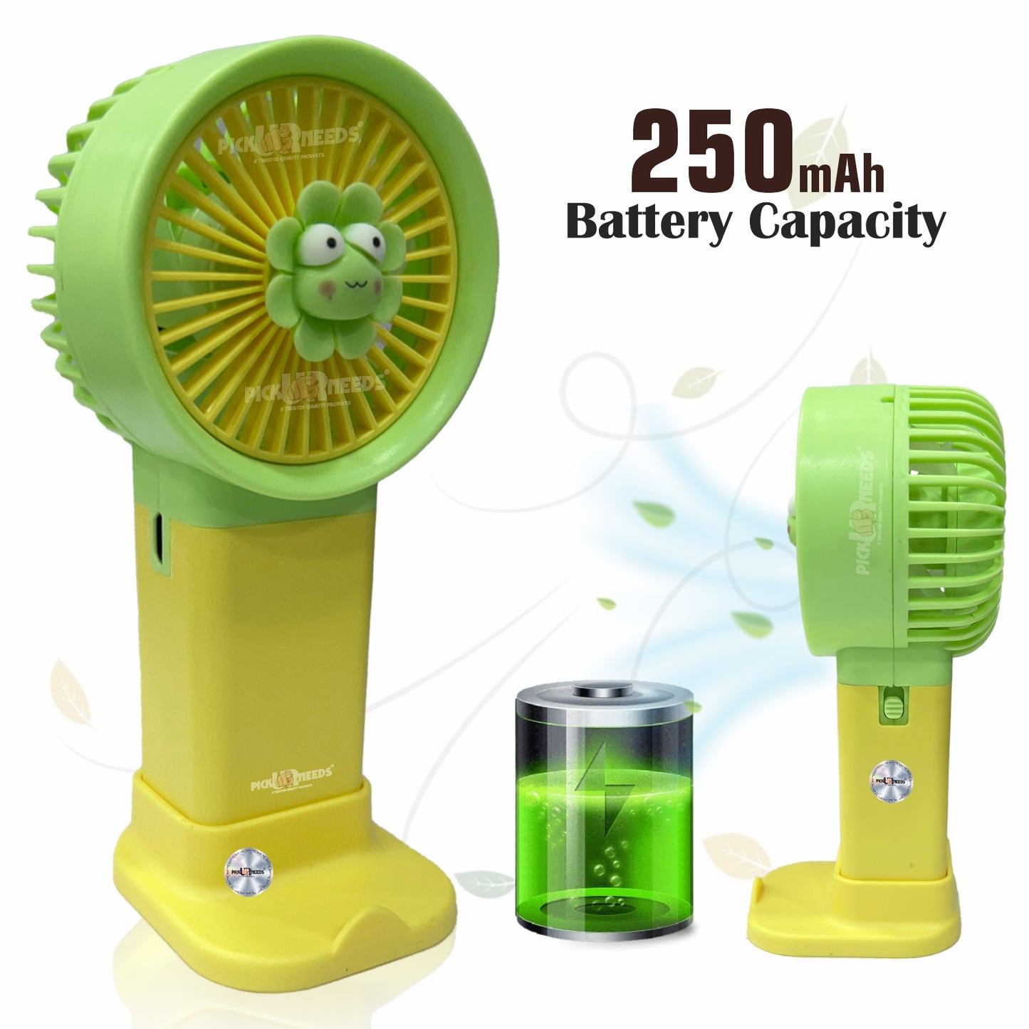 Pick Ur Needs Mini Rechargeable Hand Fan With USB Charge Support Teddy Design Fan With Stand 3 mm 5 Blade Table Fan (BLDC Motor Pack of 1)