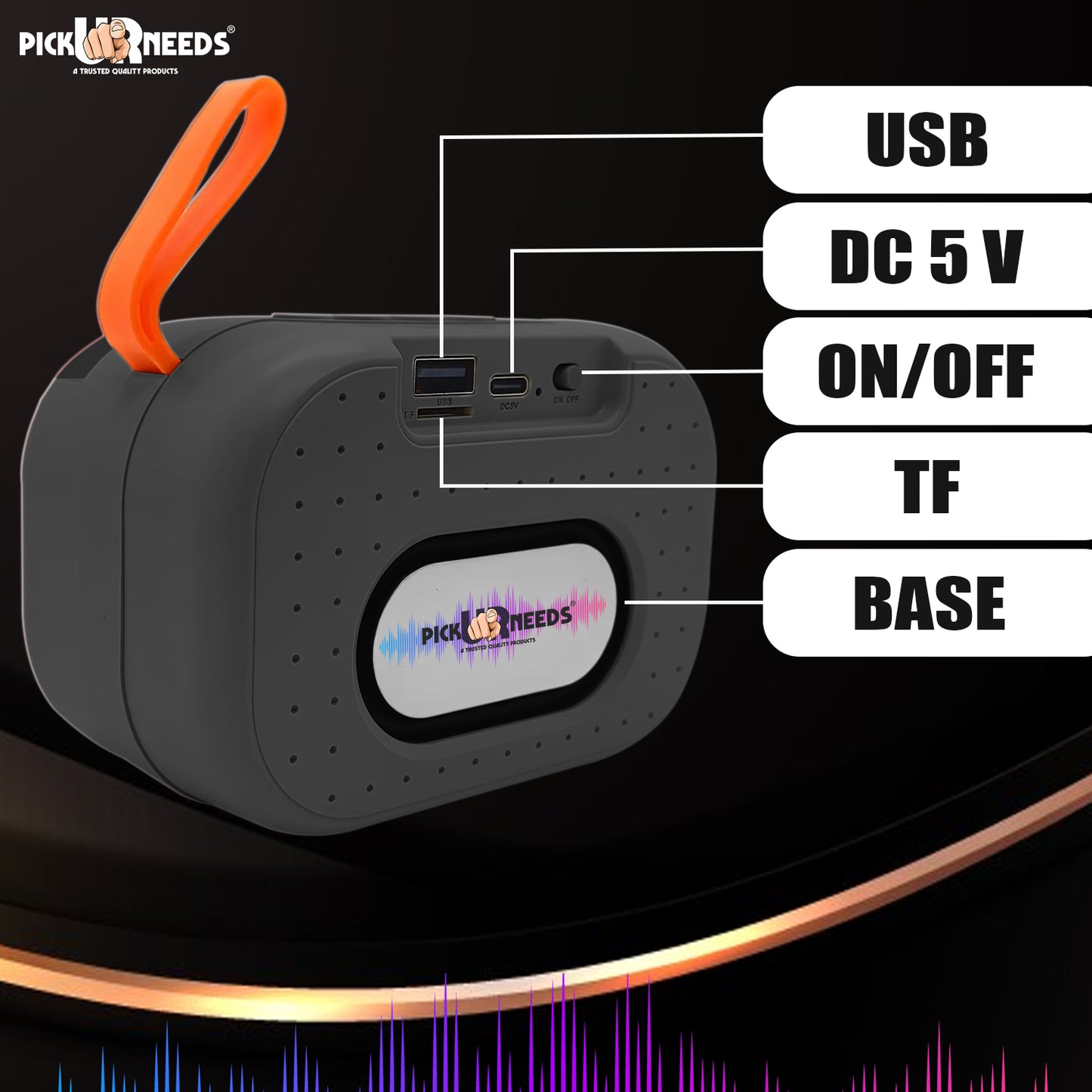 Pick Ur Needs Wireless 2 Side Loud Speaker With USB / TF Card Support 5 W Bluetooth Speaker (Blue, 5.0 Channel)