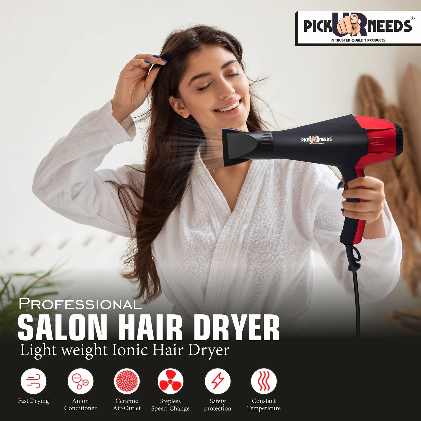Pick Ur Needs Stylish Professional Hair Dryer With Over Heat Protection Hot And Cold Dryer Hair Dryer (5000 W, Blue)