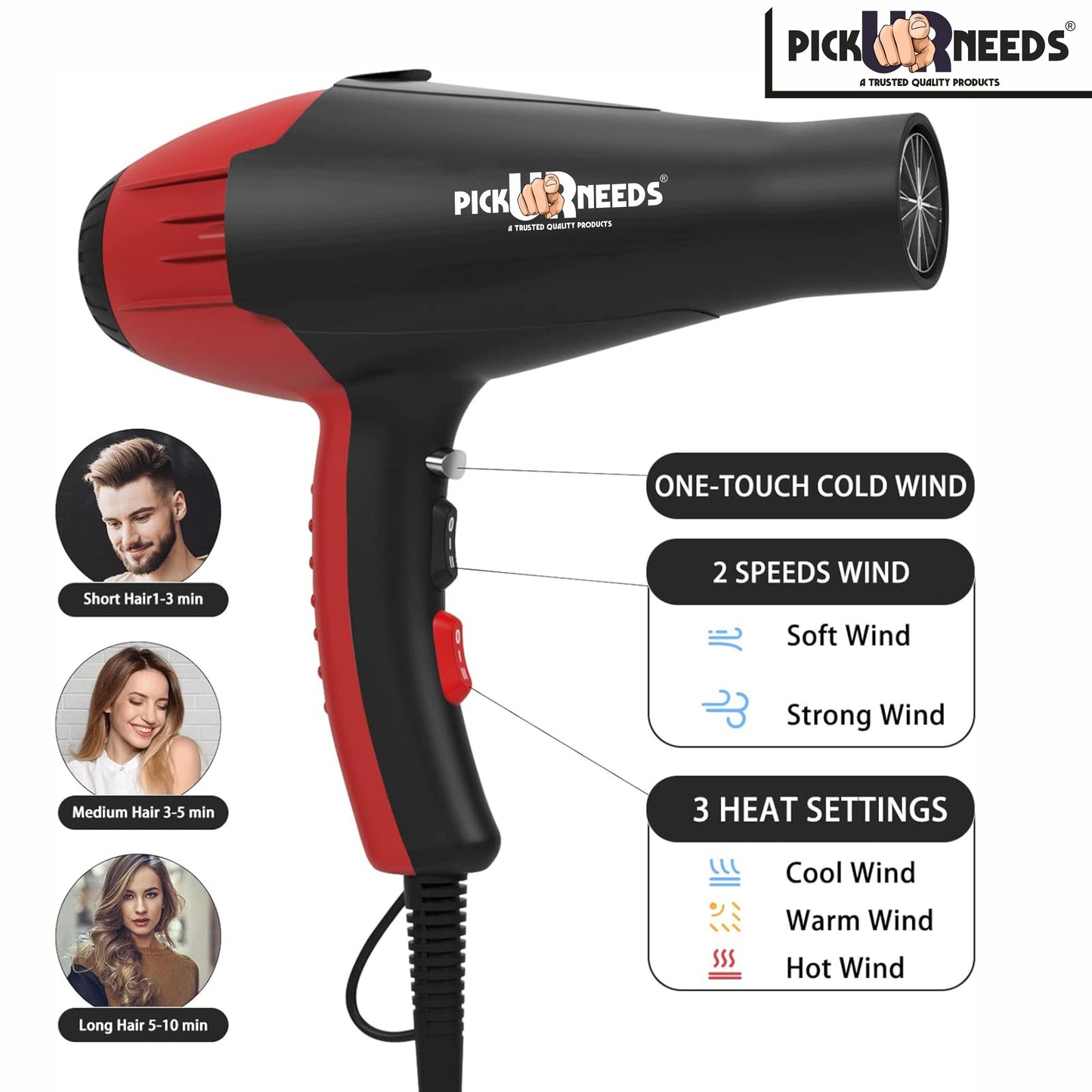 Pick Ur Needs Stylish Professional Hair Dryer With Over Heat Protection Hot And Cold Dryer Hair Dryer (5000 W, Blue)