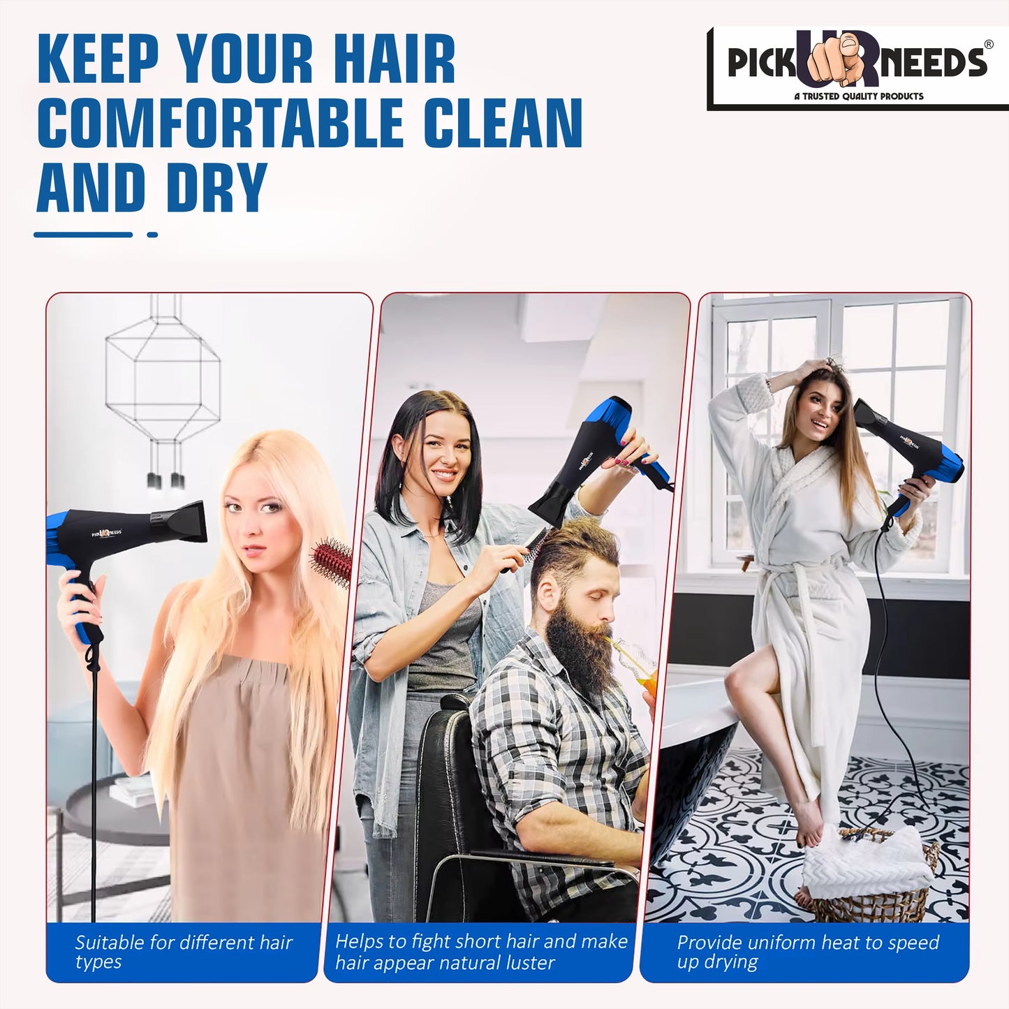 Pick Ur Needs Stylish Professional Hair Dryer With Over Heat Protection Hot And Cold Dryer Hair Dryer (5000 W, Blue)