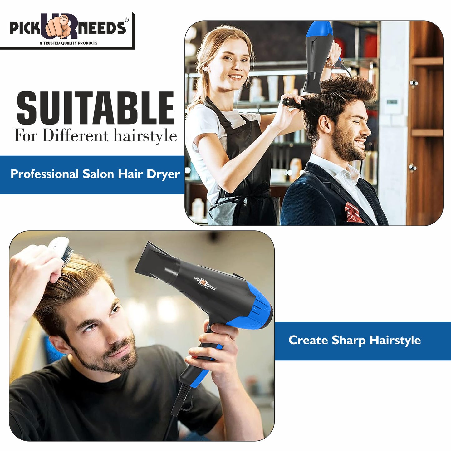 Pick Ur Needs Stylish Professional Hair Dryer With Over Heat Protection Hot And Cold Dryer Hair Dryer (5000 W, Blue)