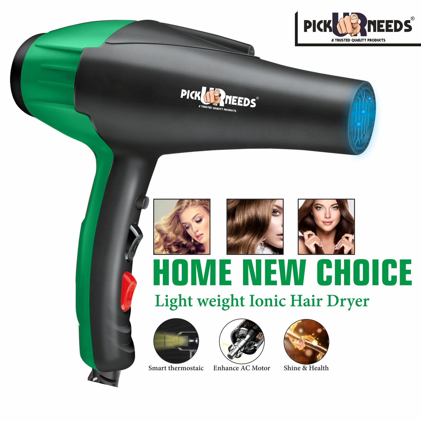 Pick Ur Needs Stylish Professional Hair Dryer With Over Heat Protection Hot And Cold Dryer Hair Dryer (5000 W, Blue)