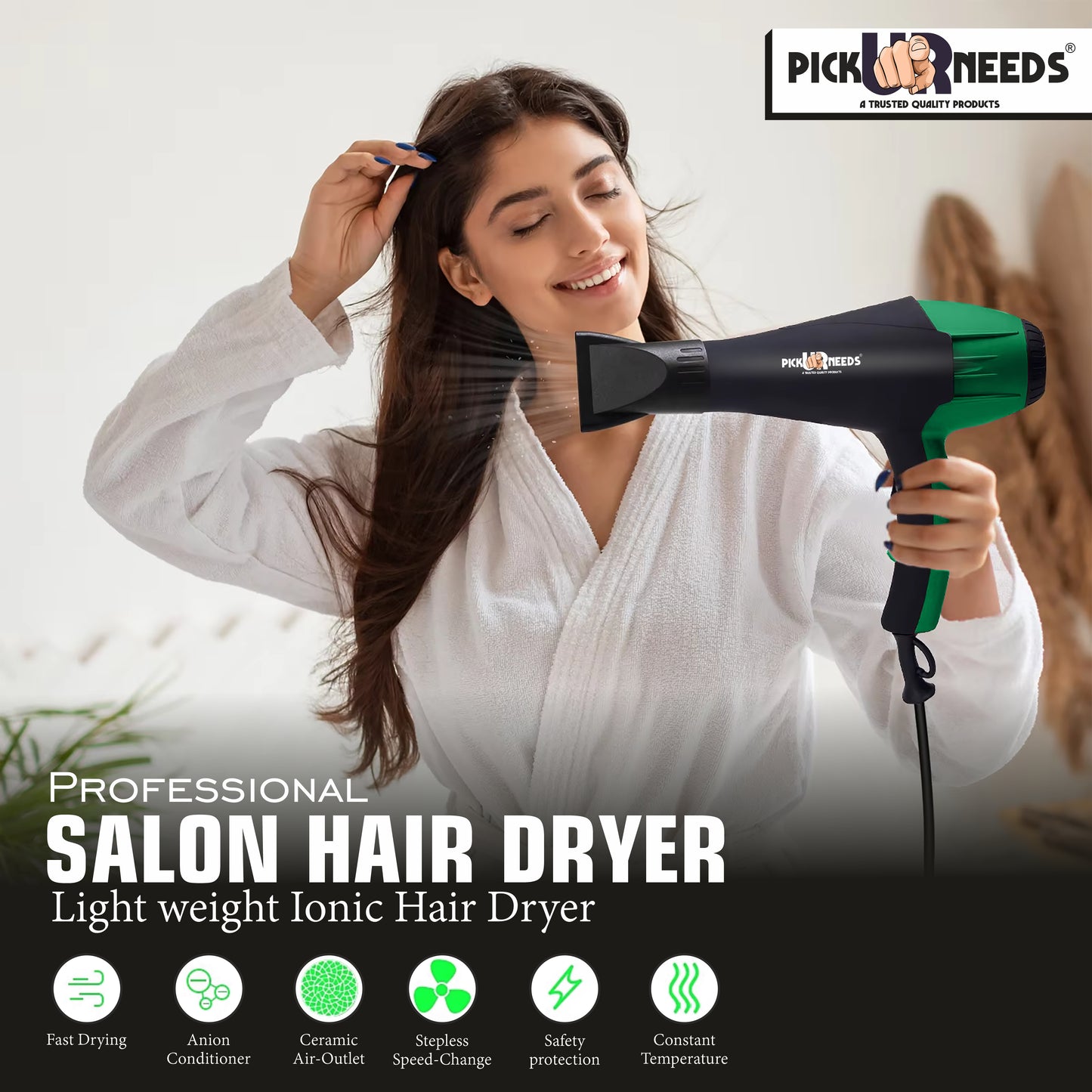 Pick Ur Needs Stylish Professional Hair Dryer With Over Heat Protection Hot And Cold Dryer Hair Dryer (5000 W, Blue)