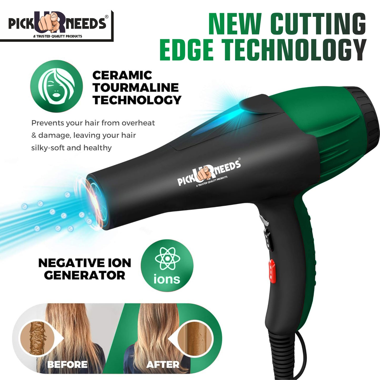 Pick Ur Needs Stylish Professional Hair Dryer With Over Heat Protection Hot And Cold Dryer Hair Dryer (5000 W, Blue)