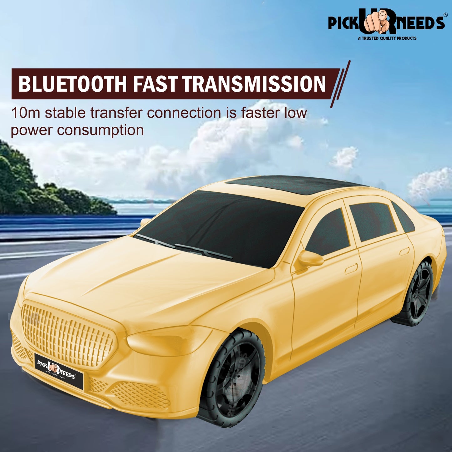 Pick Ur Needs Compact Rechargeable Wireless Thunder Sound 5W Car Speaker–Superior Bass, FM/USB 5 W Bluetooth Speaker (Red, 5.0 Channel)