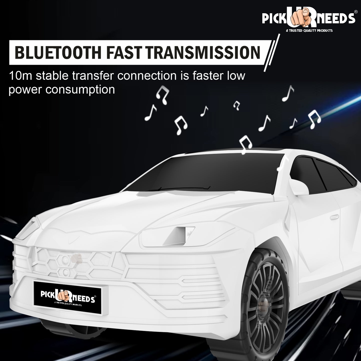 Pick Ur Needs Car-Shaped Speaker – RGB LED Light, USB/FM/SD Card, Type-C,Portable Stereo Sound 5 W Bluetooth Speaker (Black, 5.0 Channel)