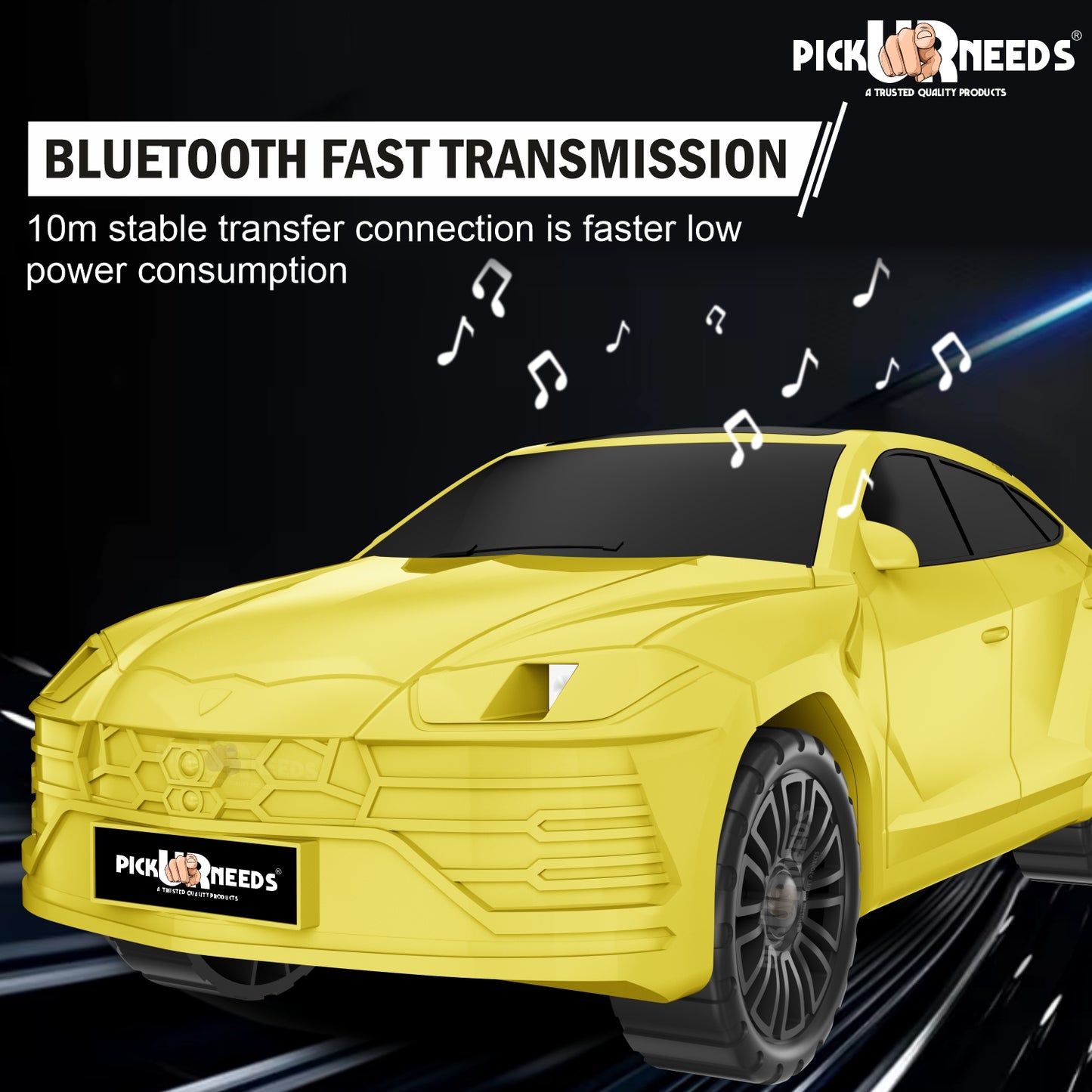 Pick Ur Needs Car-Shaped Speaker – RGB LED Light, USB/FM/SD Card, Type-C,Portable Stereo Sound 5 W Bluetooth Speaker (Black, 5.0 Channel)