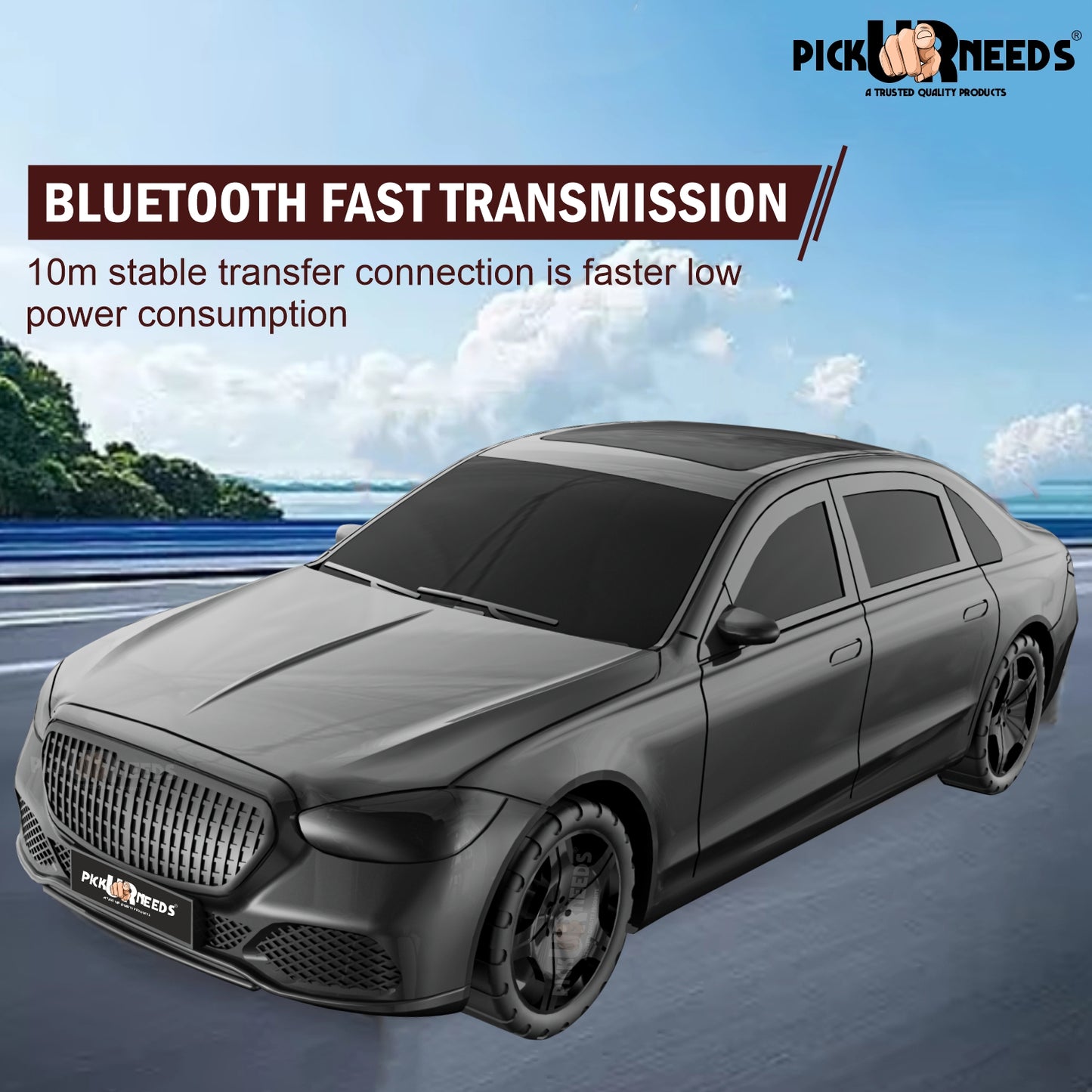 Pick Ur Needs Compact Rechargeable Wireless Thunder Sound 5W Car Speaker–Superior Bass, FM/USB 5 W Bluetooth Speaker (Red, 5.0 Channel)