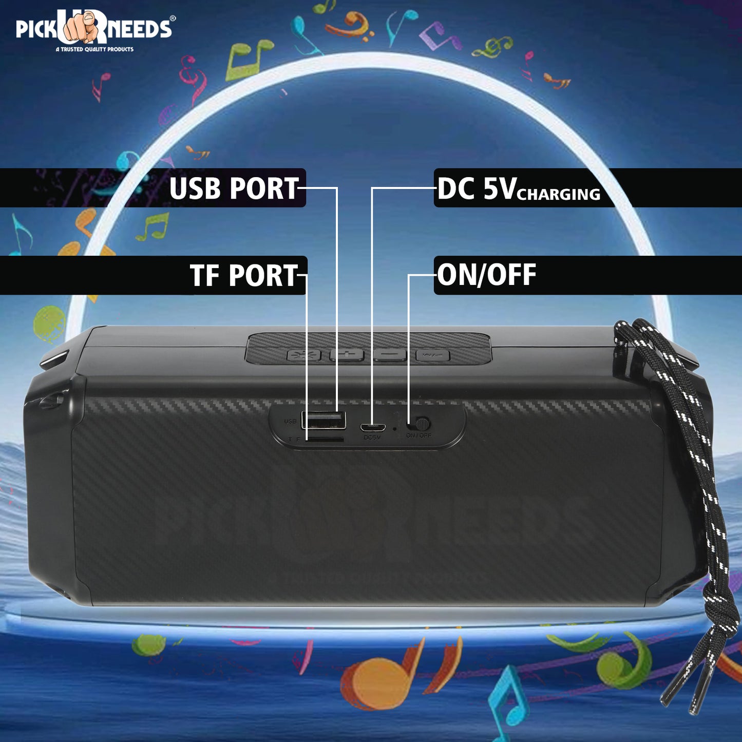 Pick Ur Needs Mini Wireless Soundbar System With RGB Disco Light TF Card / USB / Radio Support 10 W Bluetooth Speaker (White, 5.0 Channel)
