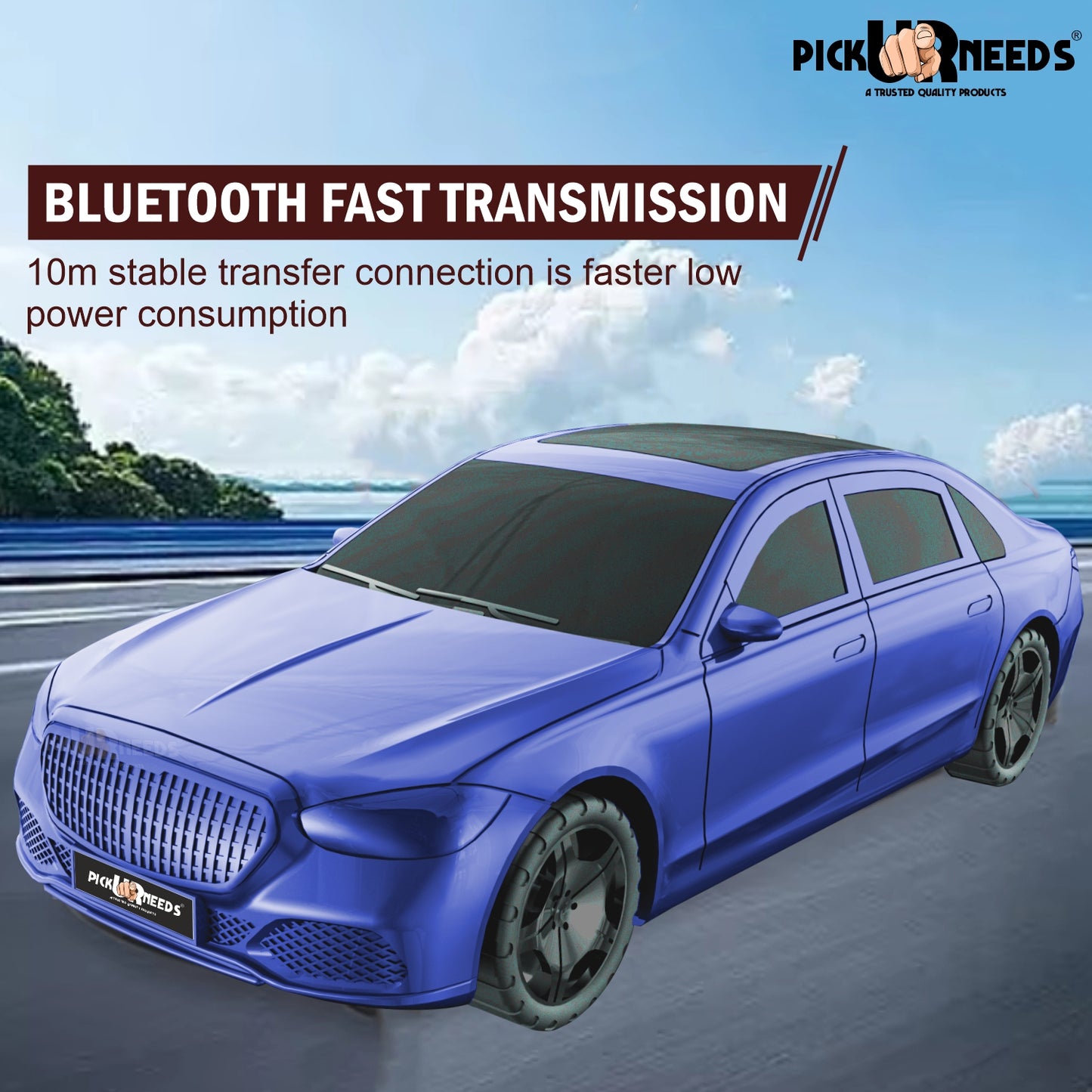 Pick Ur Needs Compact Rechargeable Wireless Thunder Sound 5W Car Speaker–Superior Bass, FM/USB 5 W Bluetooth Speaker (Red, 5.0 Channel)