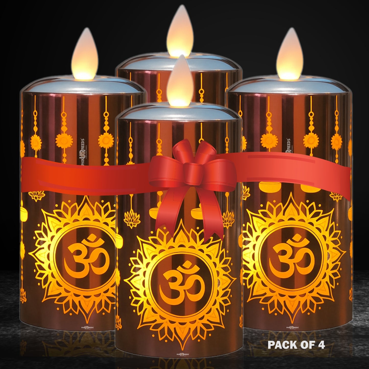 Pick Ur Needs Flameless Diya Flickering LED Tea Light Candle –Realistic Moving Flame | Battery Candle (Gold, Pack of 2)