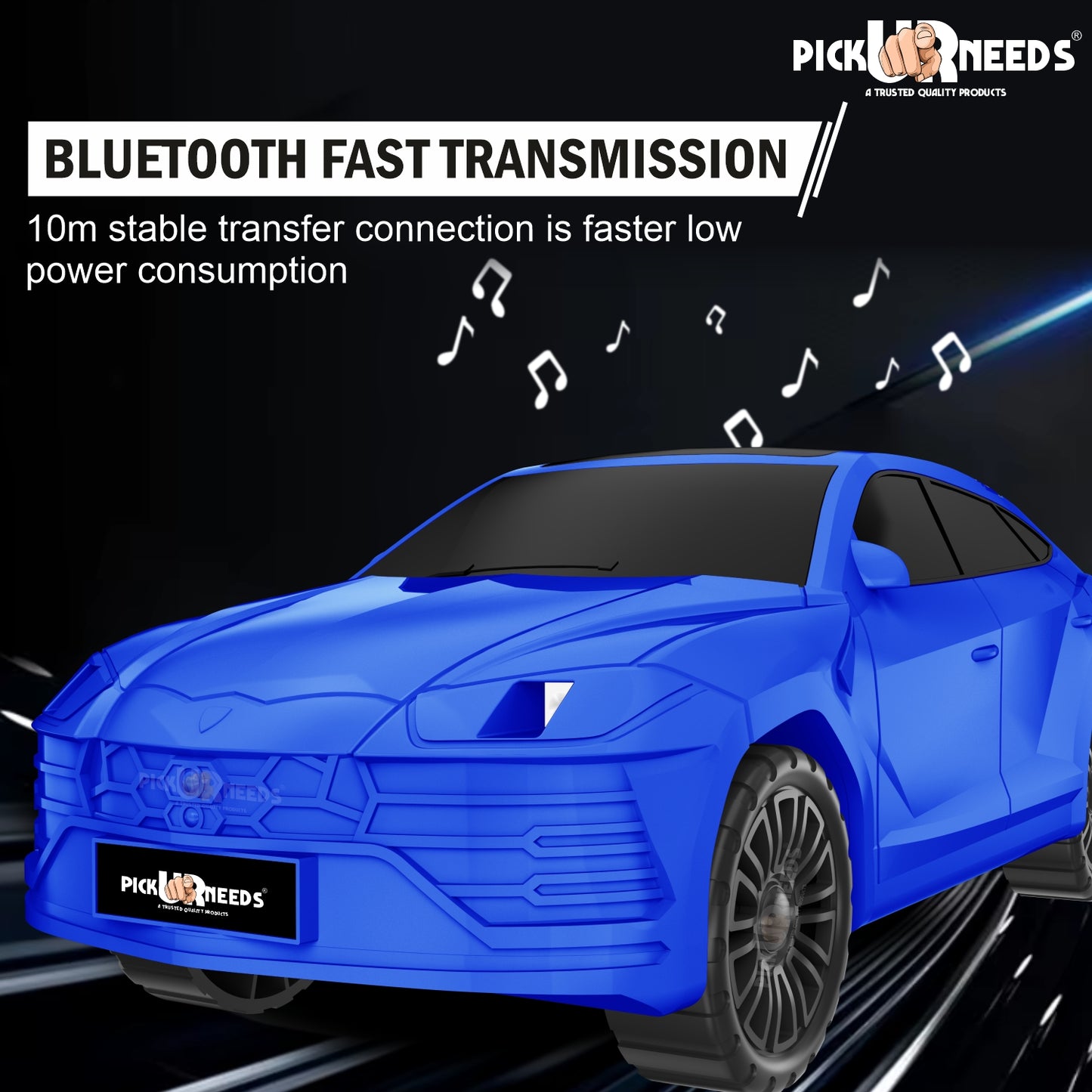 Pick Ur Needs Car-Shaped Speaker – RGB LED Light, USB/FM/SD Card, Type-C,Portable Stereo Sound 5 W Bluetooth Speaker (Black, 5.0 Channel)