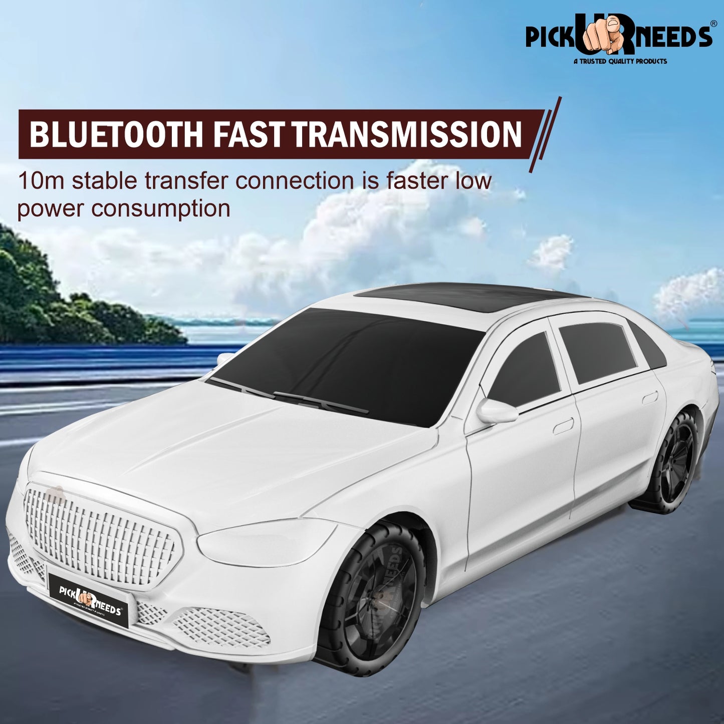 Pick Ur Needs Compact Rechargeable Wireless Thunder Sound 5W Car Speaker–Superior Bass, FM/USB 5 W Bluetooth Speaker (Red, 5.0 Channel)