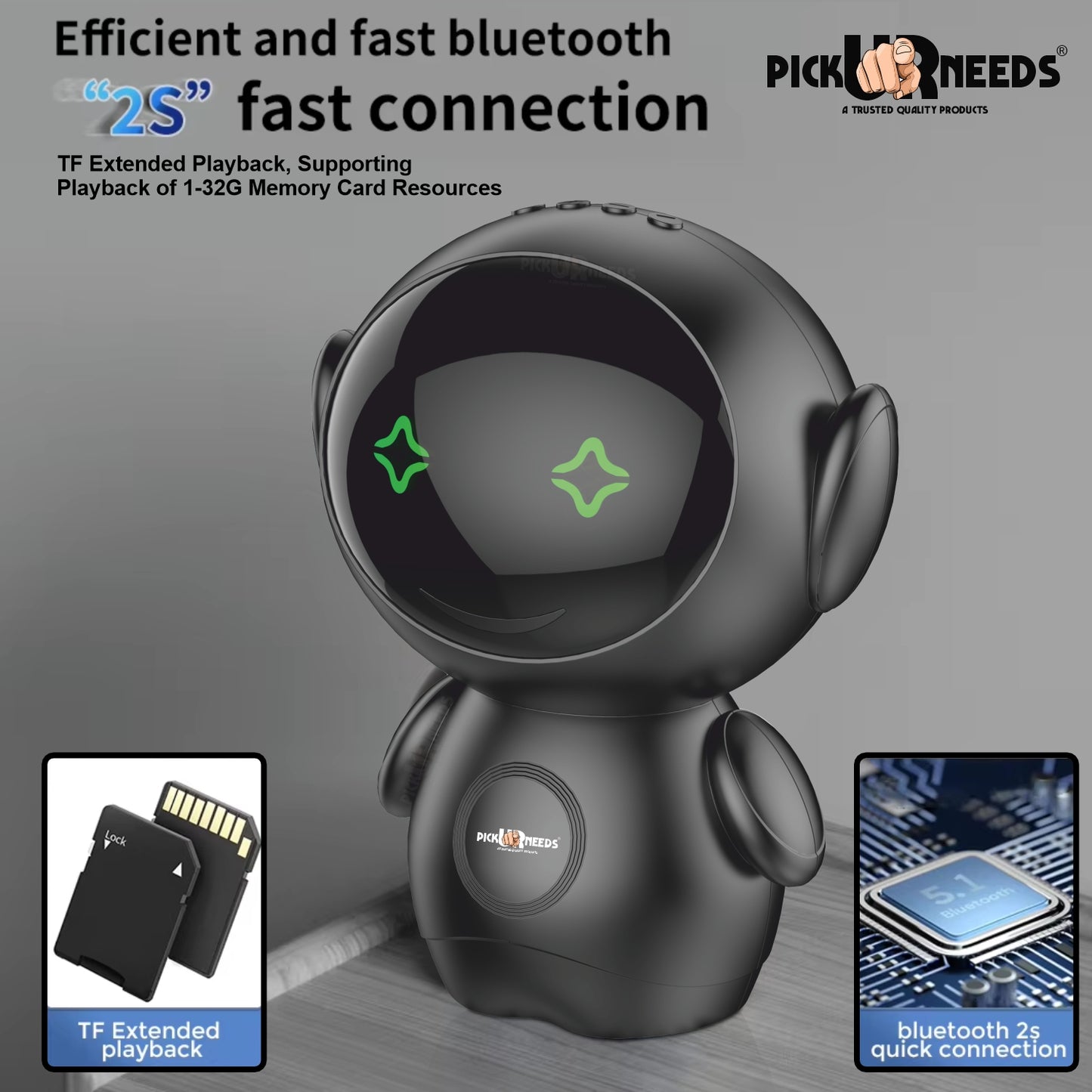 Pick Ur Needs Rechargeable Bluetooth Speaker with 1200mAh Battery β Portable Wireless Audio, FM Radio, USB/TF Card Support, TWS Pairing (White)