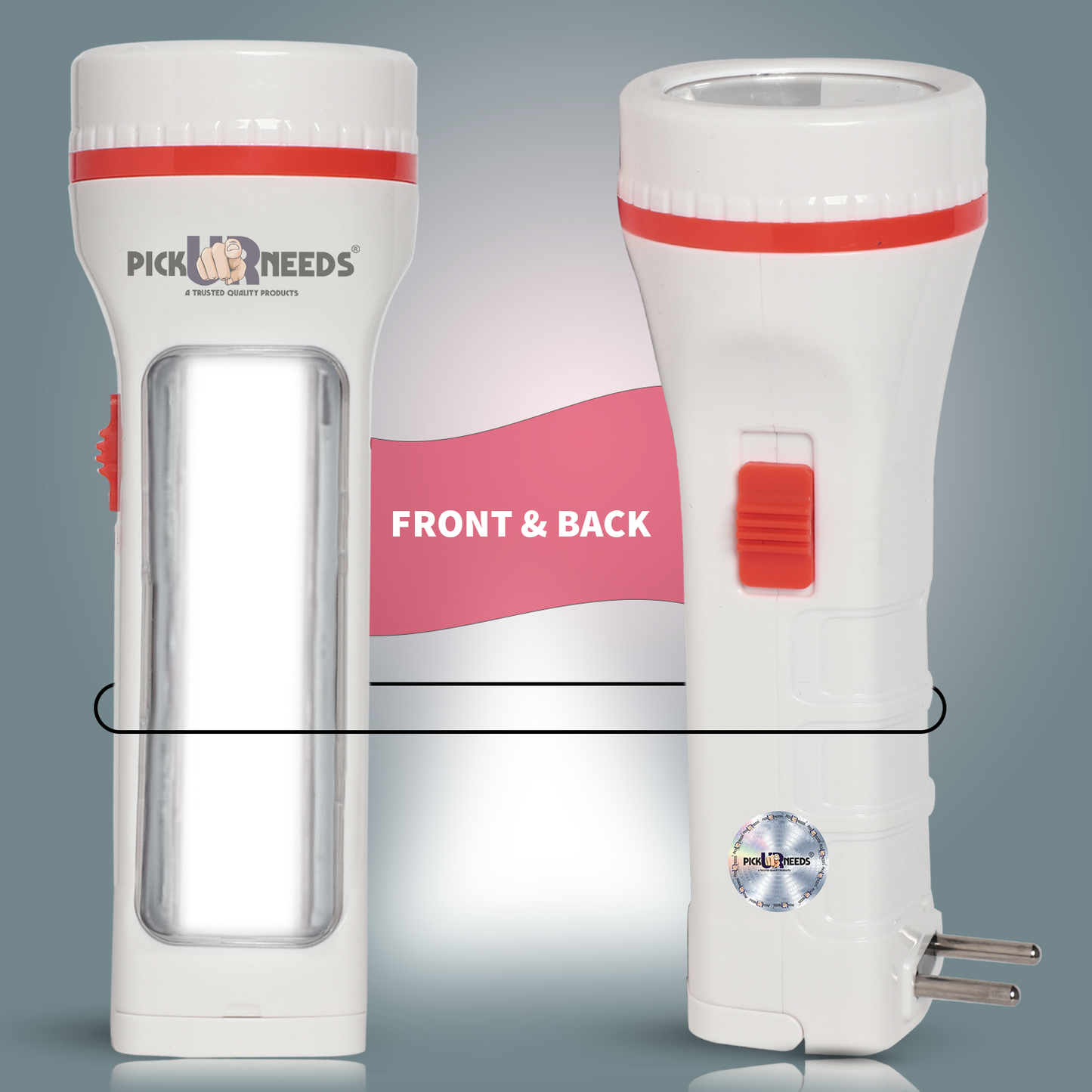 Pick Ur Needs Emergency LED Rechargeable 35W Search Torch Light With Slide Charging Plug (Pack of 2)