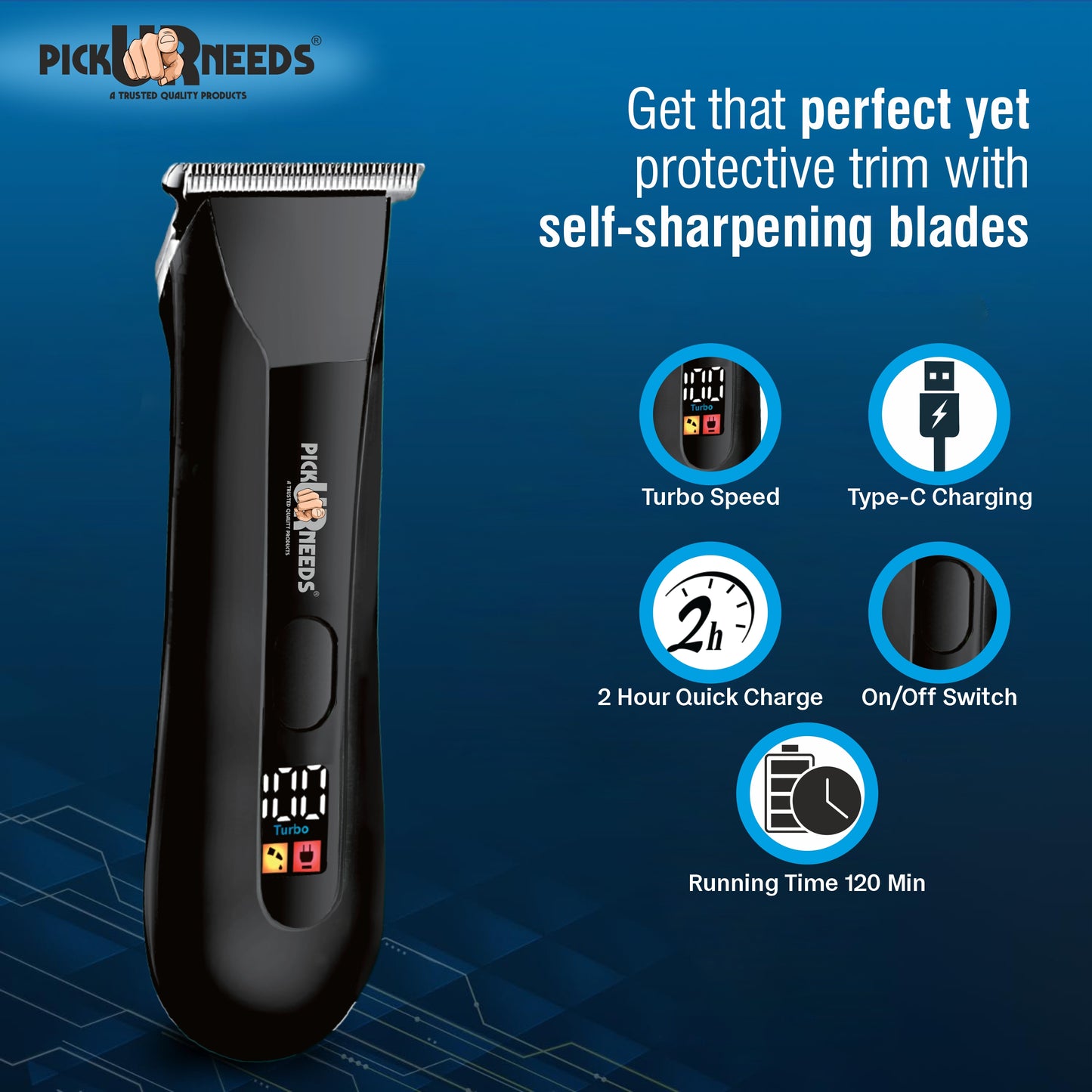 Pick Ur Needs Rechargeable Electric Hair Remover /Clippers /Trimmer For Men & Women Trimmer 120 min Runtime 3 Length Settings (Black)