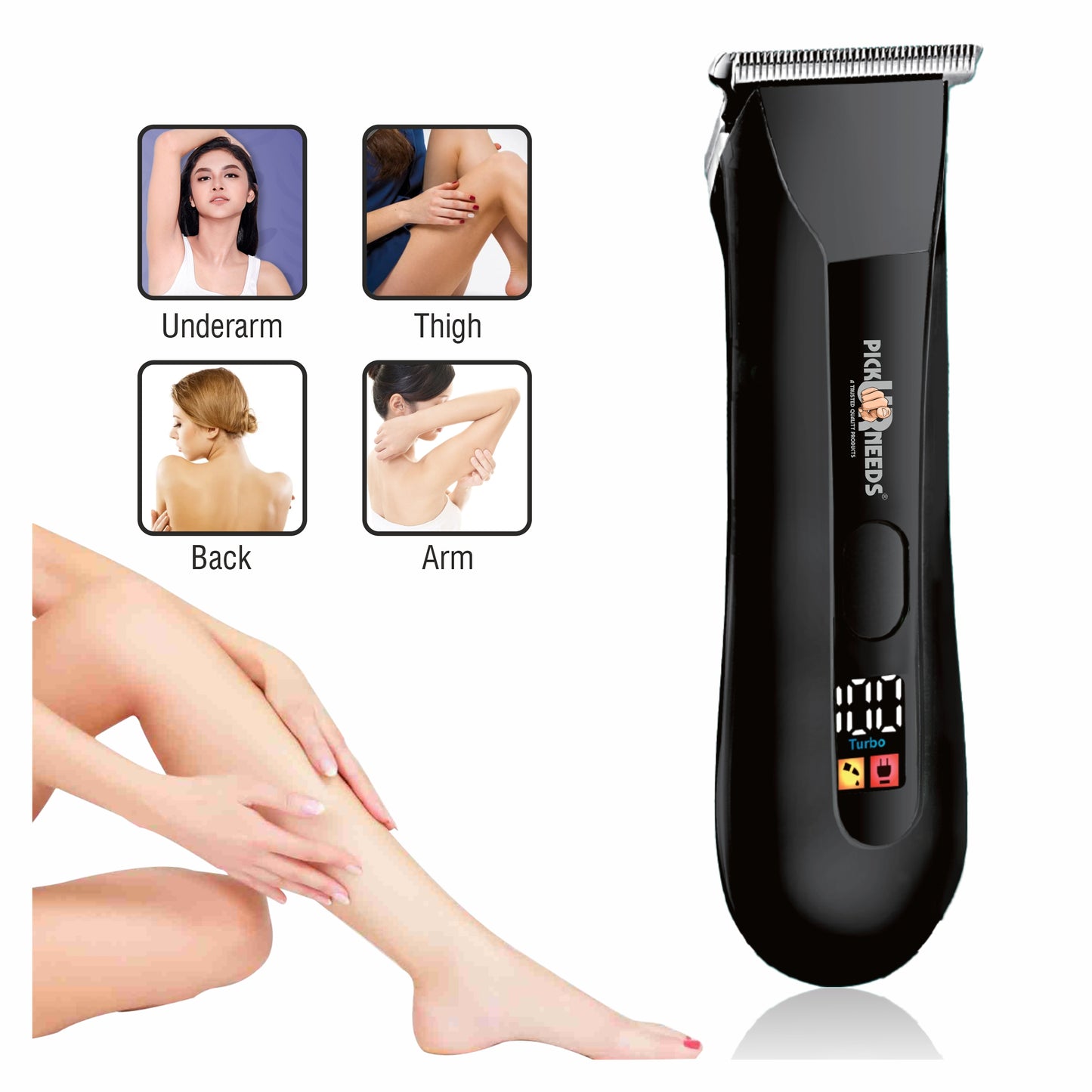 Pick Ur Needs Rechargeable Electric Hair Remover /Clippers /Trimmer For Men & Women Trimmer 120 min Runtime 3 Length Settings (Black)