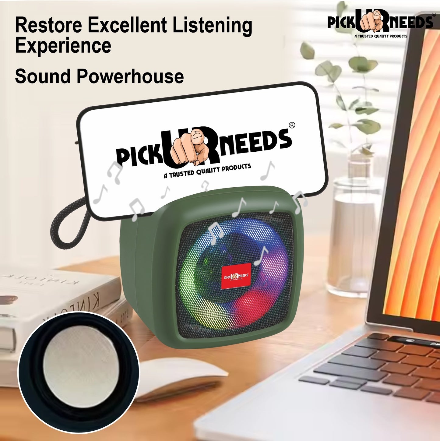 Pick Ur Needs Portable Wireless Extra Bass Mini DJ Bluetooth Party Speaker with RGB Lightshow 5 W Bluetooth Speaker (Green, 5.0 Channel)