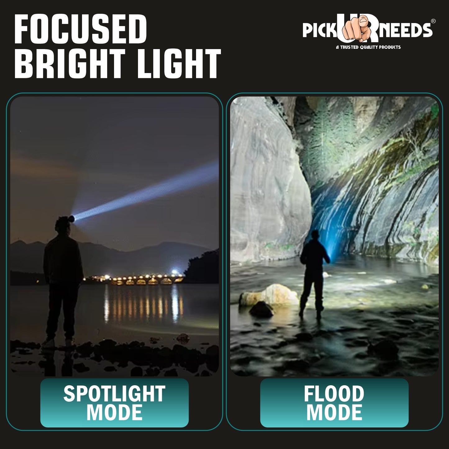 Pick Ur Needs 250W Emergency Head Lamp Light 6000mAh Power Bank Battery With Zooming Feature Torch (Black, 11 cm, Rechargeable)