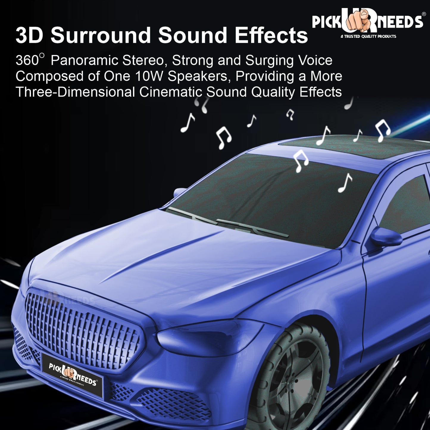Pick Ur Needs Compact Rechargeable Wireless Thunder Sound 5W Car Speaker–Superior Bass, FM/USB 5 W Bluetooth Speaker (Red, 5.0 Channel)