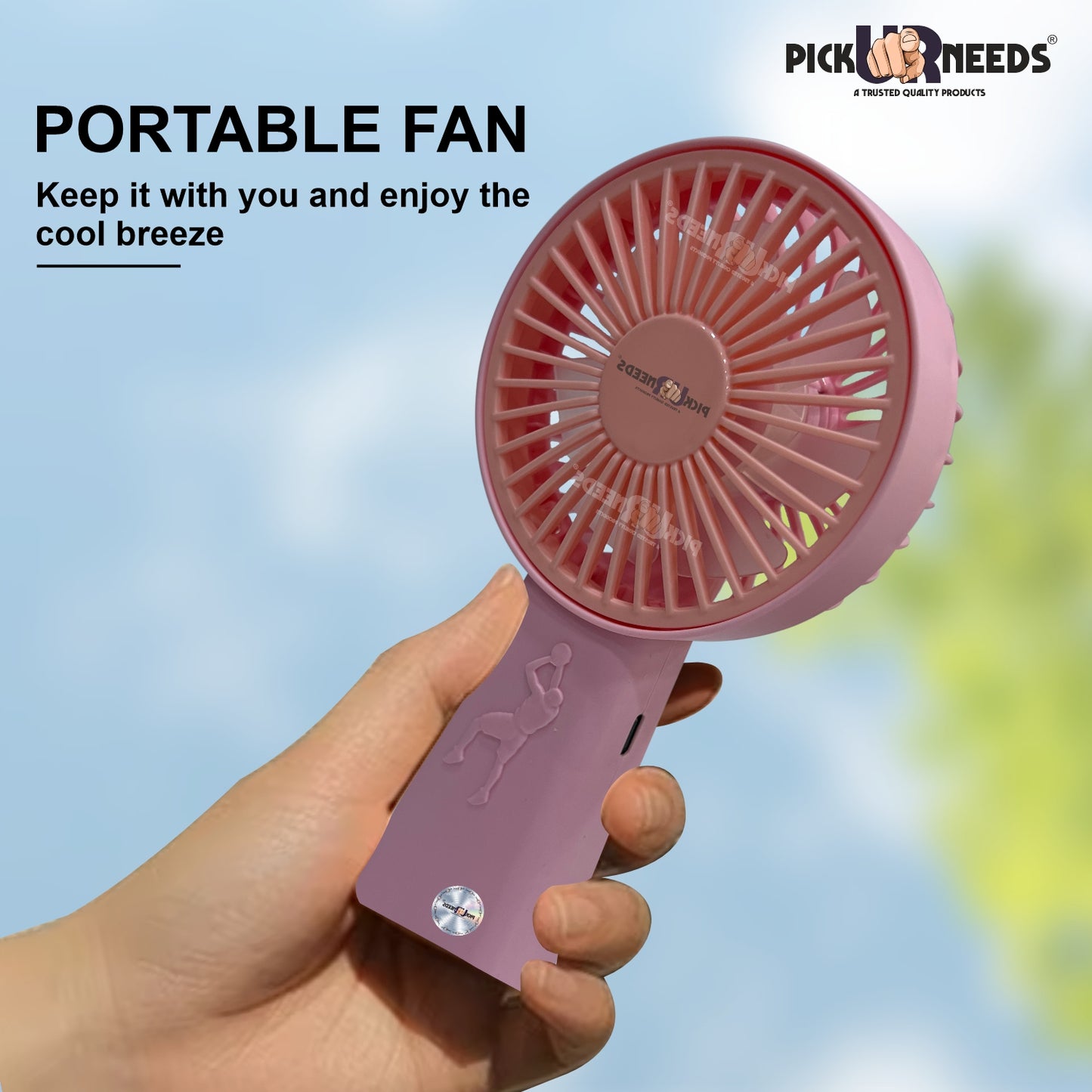 Pick Ur Needs Mini Handheld Rechargeable Fan For Home/Ofice USB Charging 2 Speed Mode Mini Pocket Fan