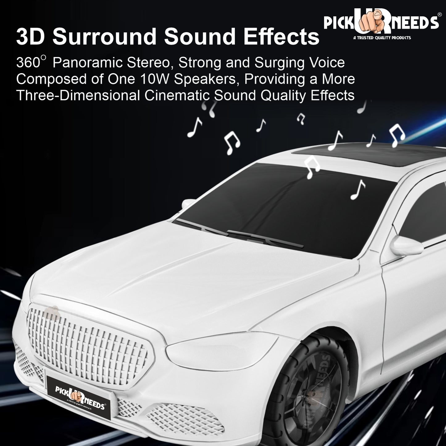 Pick Ur Needs Compact Rechargeable Wireless Thunder Sound 5W Car Speaker–Superior Bass, FM/USB 5 W Bluetooth Speaker (Red, 5.0 Channel)