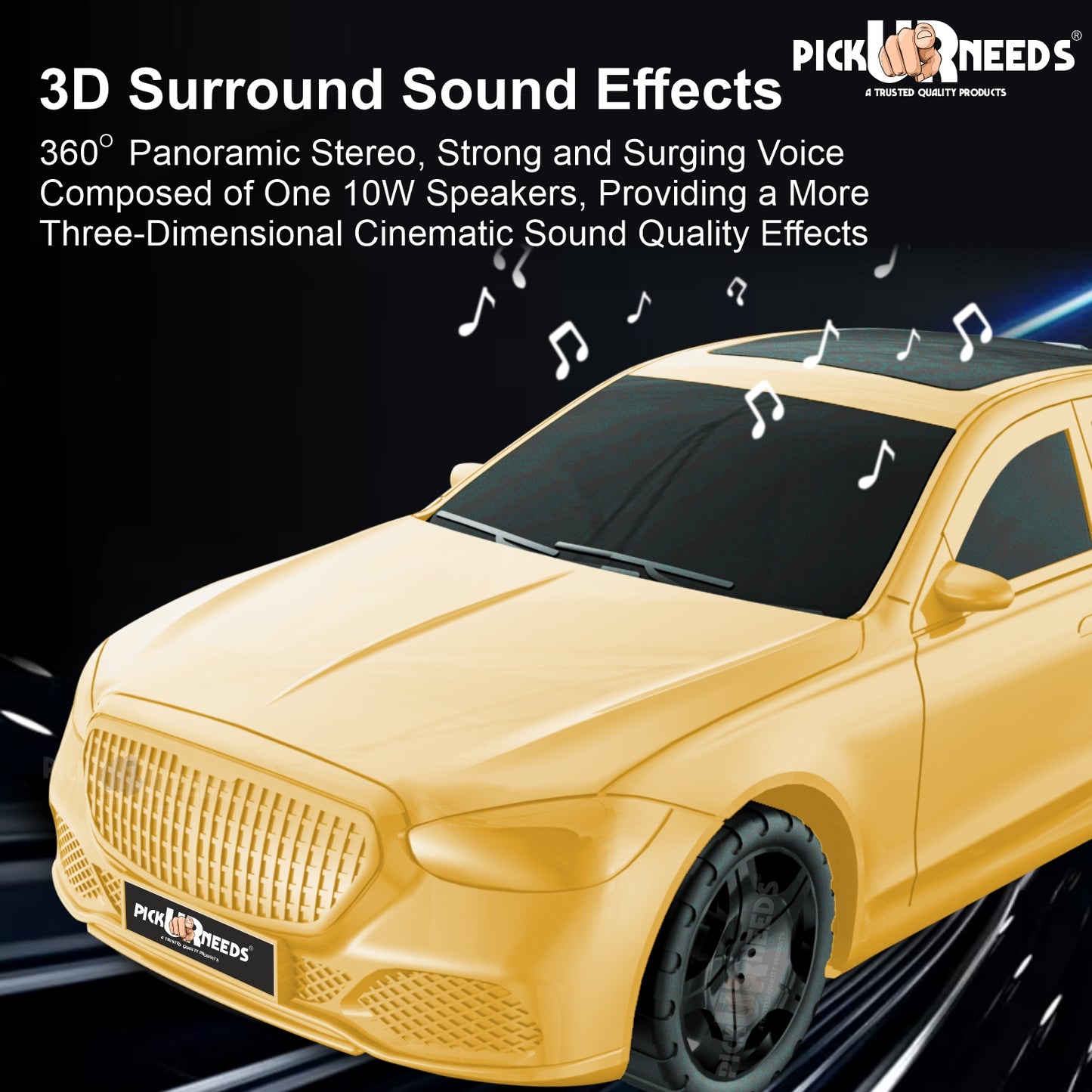Pick Ur Needs Compact Rechargeable Wireless Thunder Sound 5W Car Speaker–Superior Bass, FM/USB 5 W Bluetooth Speaker (Red, 5.0 Channel)