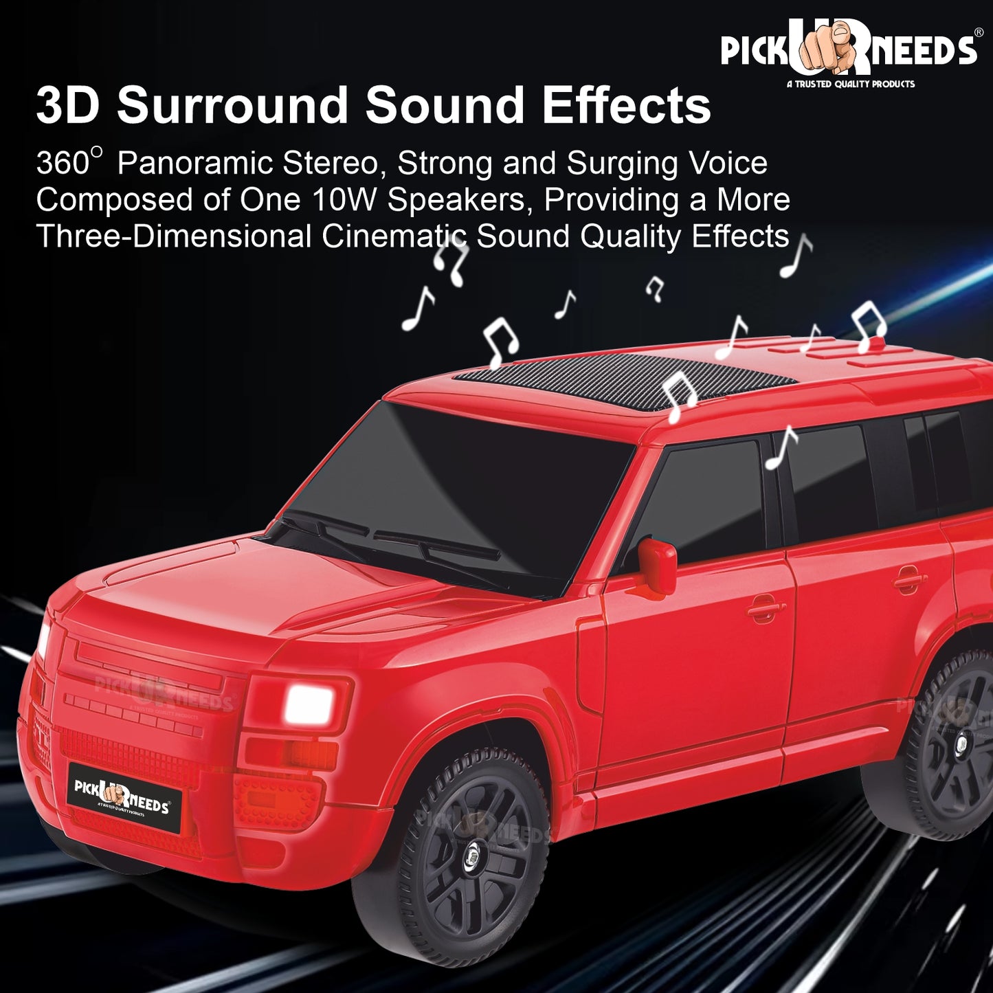 Pick Ur Needs Portable 10W Car Shape Bluetooth Wireless Speaker with Deep Bass 1200mAh Battery Support FM Radio, USB, TF Card, TWS Stylish SUV Design