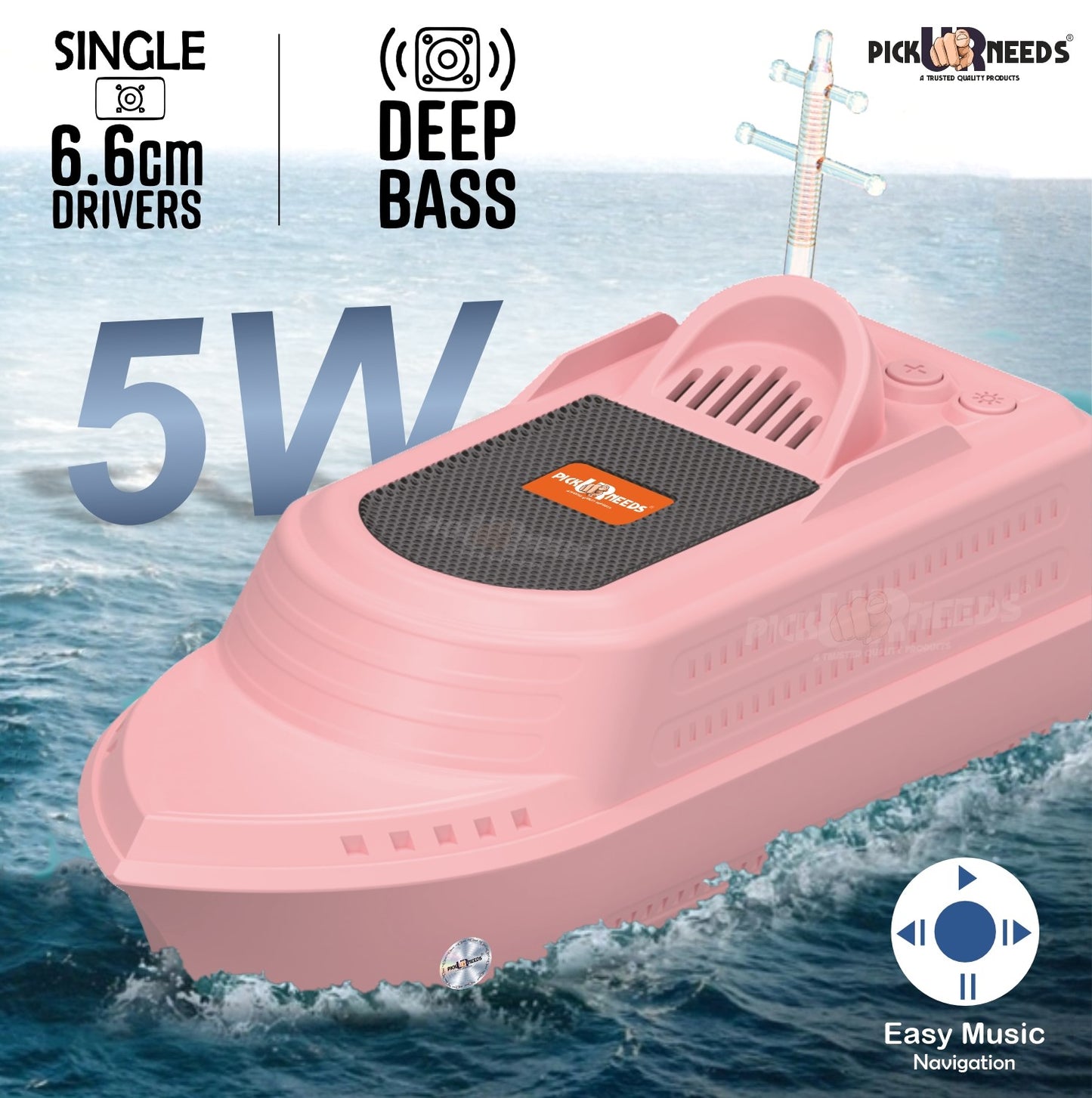 Pick Ur Needs 10W Portable Wireless Speaker 6H Playtime, 1200mAh Battery, USB Port, Parties 10 W Bluetooth Speaker (Green, 5.0 Channel)