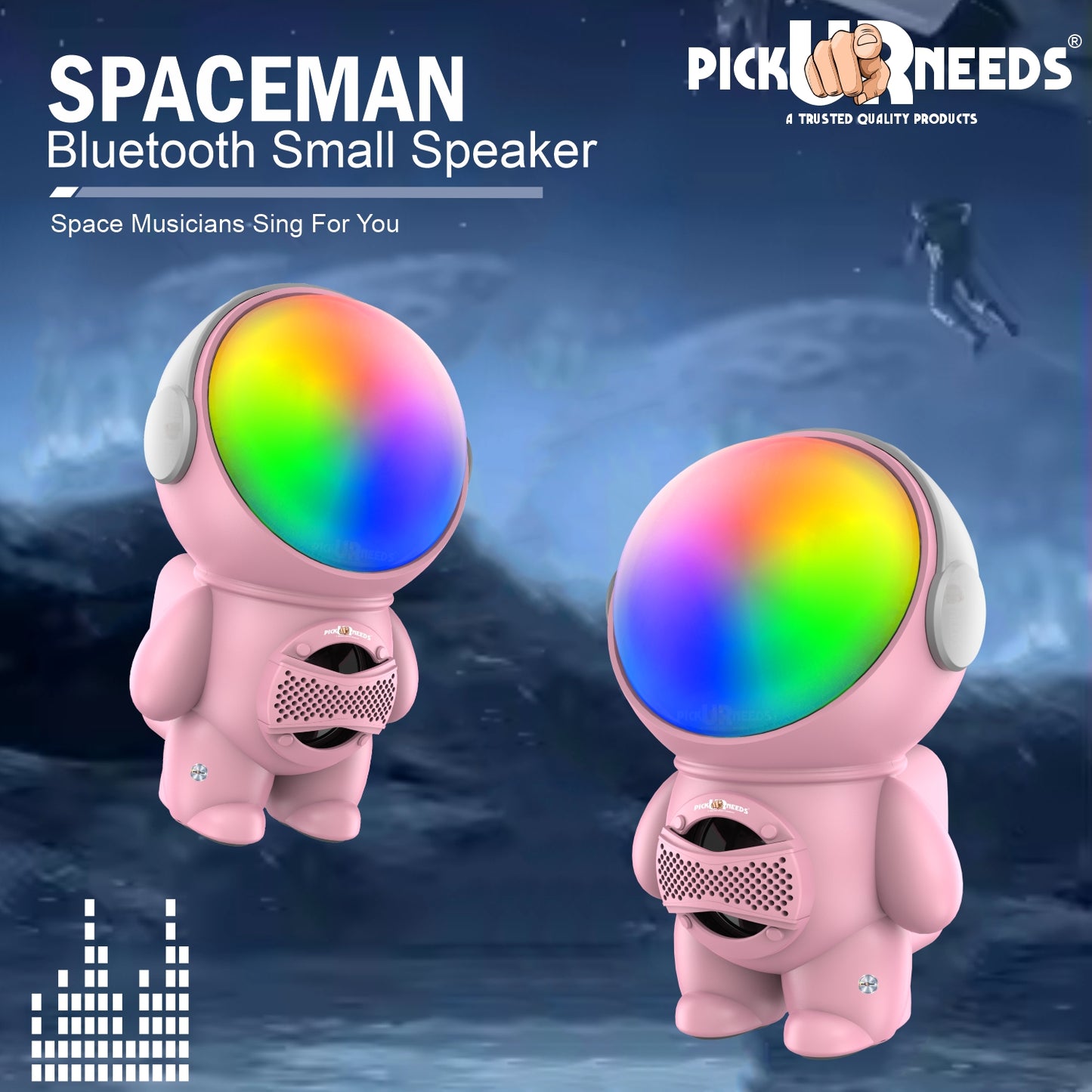 Pick Ur Needs Astronaut Portable Wireless Mini DJ Bluetooth Speaker with Dynamic Thunder Sound, 6.8W HiFi Bass, LED Lights, 1200mAh Battery, USB/TF Card Playback